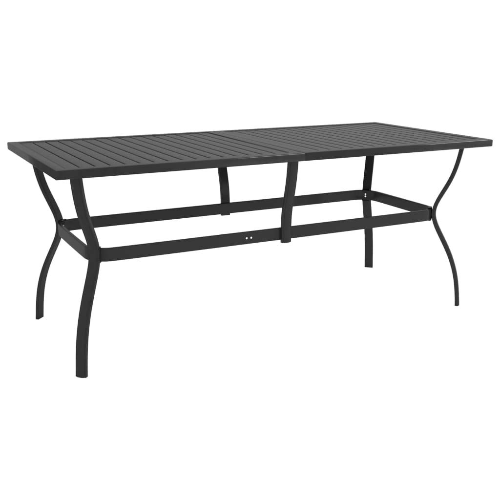 vidaXL Anthracite Rectangular Outdoor Dining Table - Powder-Coated Steel Patio Table with Slatted Design - Industrial Style for Backyard, Garden & Poolside - Easy Assembly - 74.8