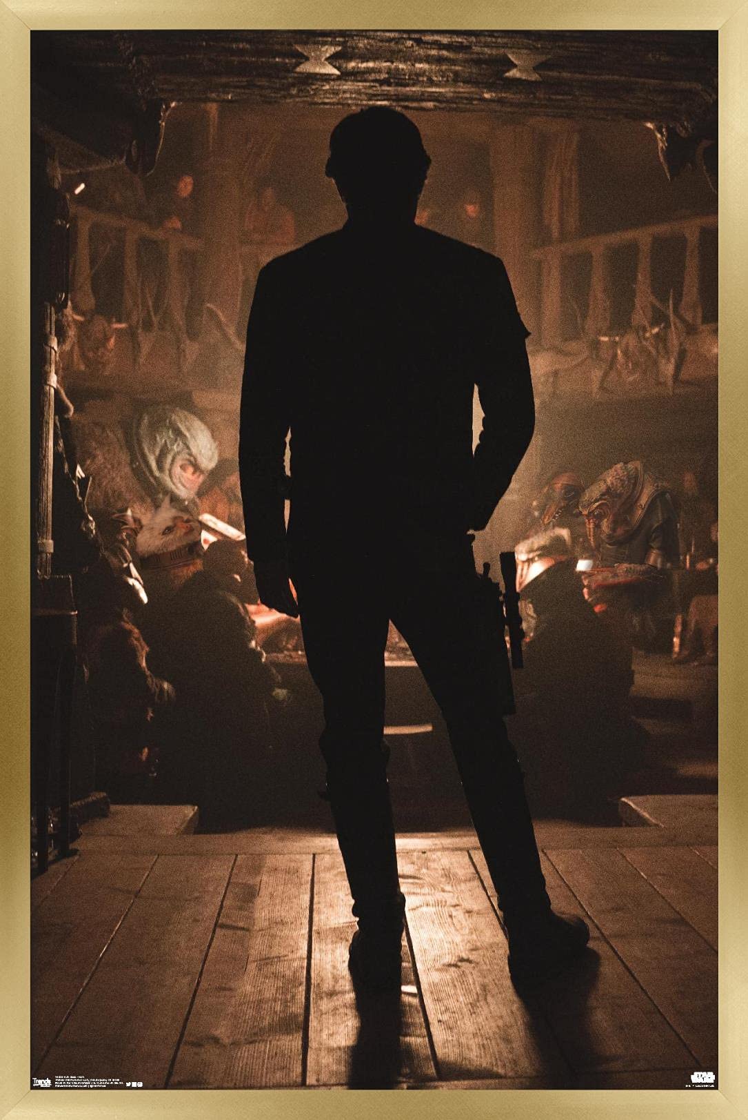 Star Wars Solo Movie Han Solo Gold Framed Wall Poster 22.4x14.7 Inches - Premium Home & Office Decor for Movie Fans & Collectors