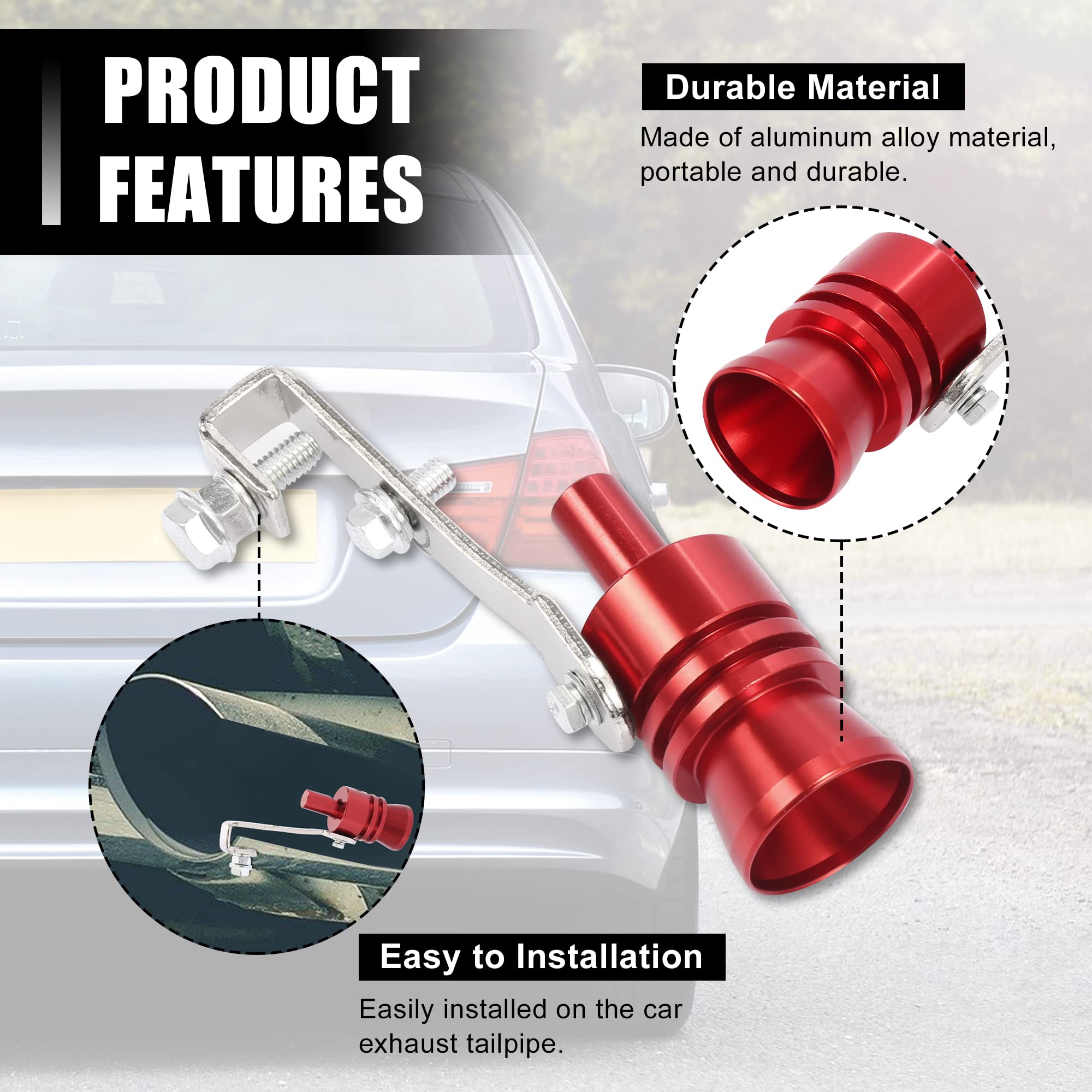 X AUTOHAUX 2-Piece Universal Turbo Whistle Exhaust Muffler - L Size Aluminum Alloy Pipe for Deep Car Roar Sound - Compatible with Most Vehicles - Perfect for Performance Upgrades & Car Enthusiasts