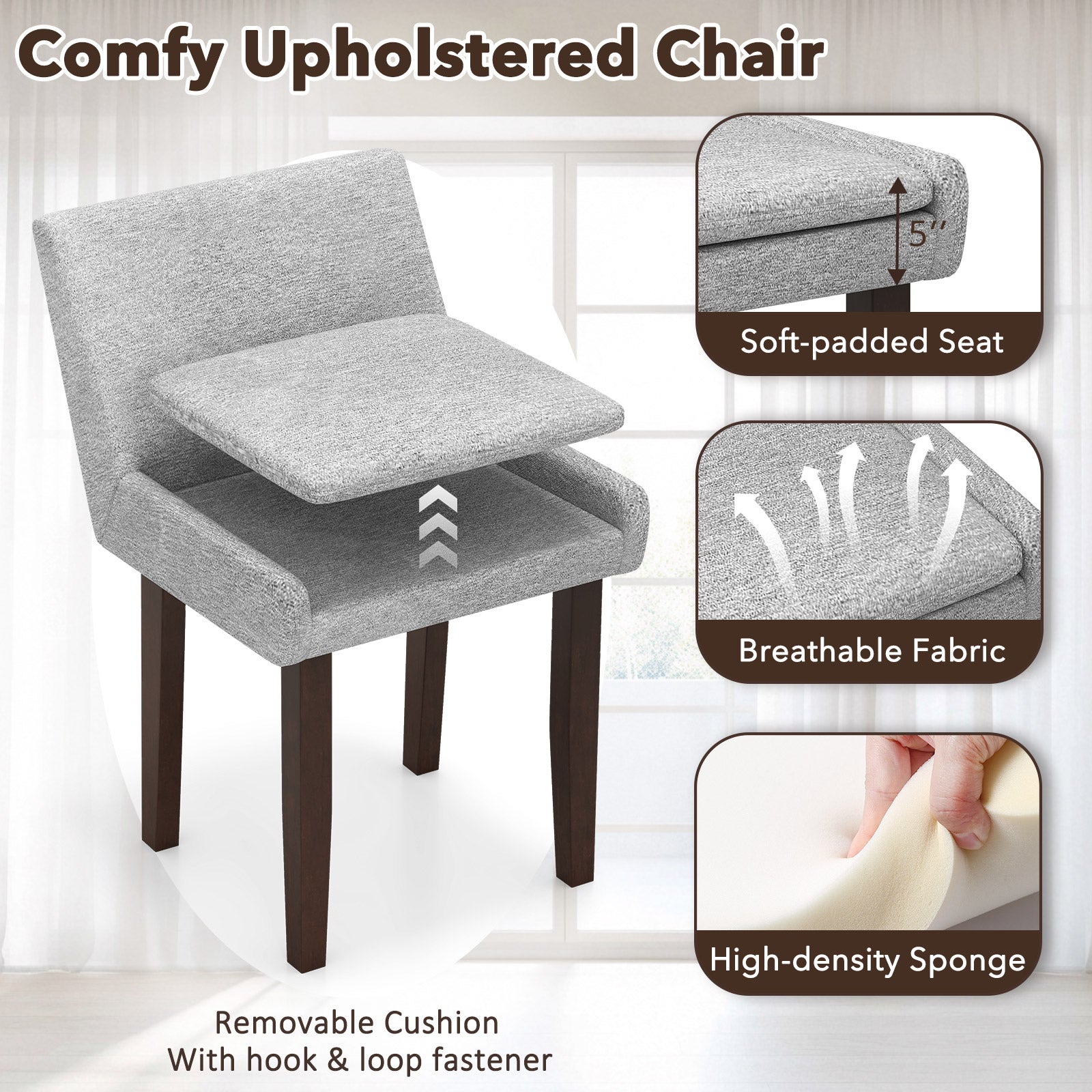 Costway 3-Piece Accent Table & Upholstered Chair Set - Modern Living Room Furniture for Small Spaces | Perfect for Apartments, Dorms & Cozy Home Decor