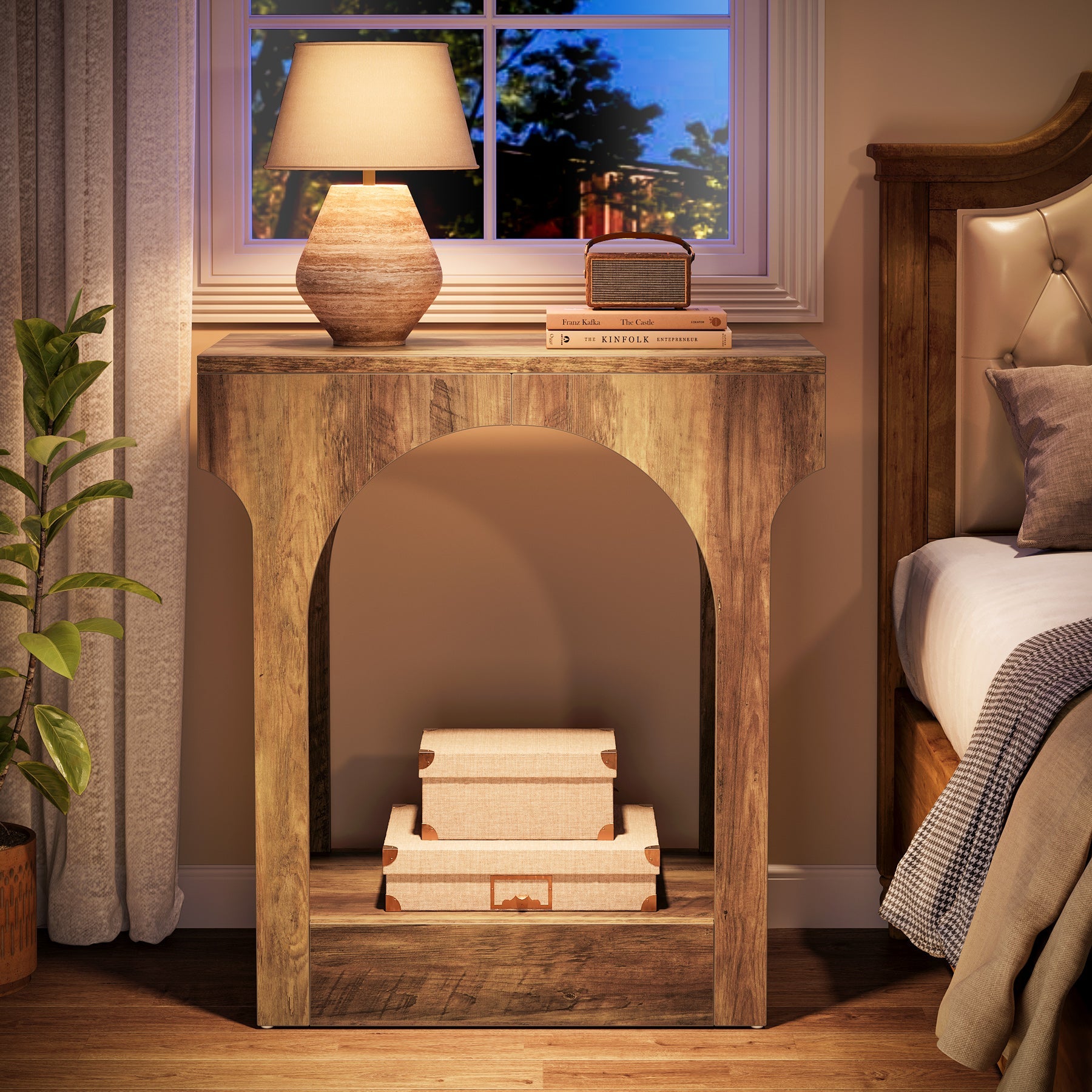 2-Tier Wood End Table with Storage Shelf - Modern Nightstand for Bedroom, Living Room, or Office - Perfect for Small Spaces & Home Organization