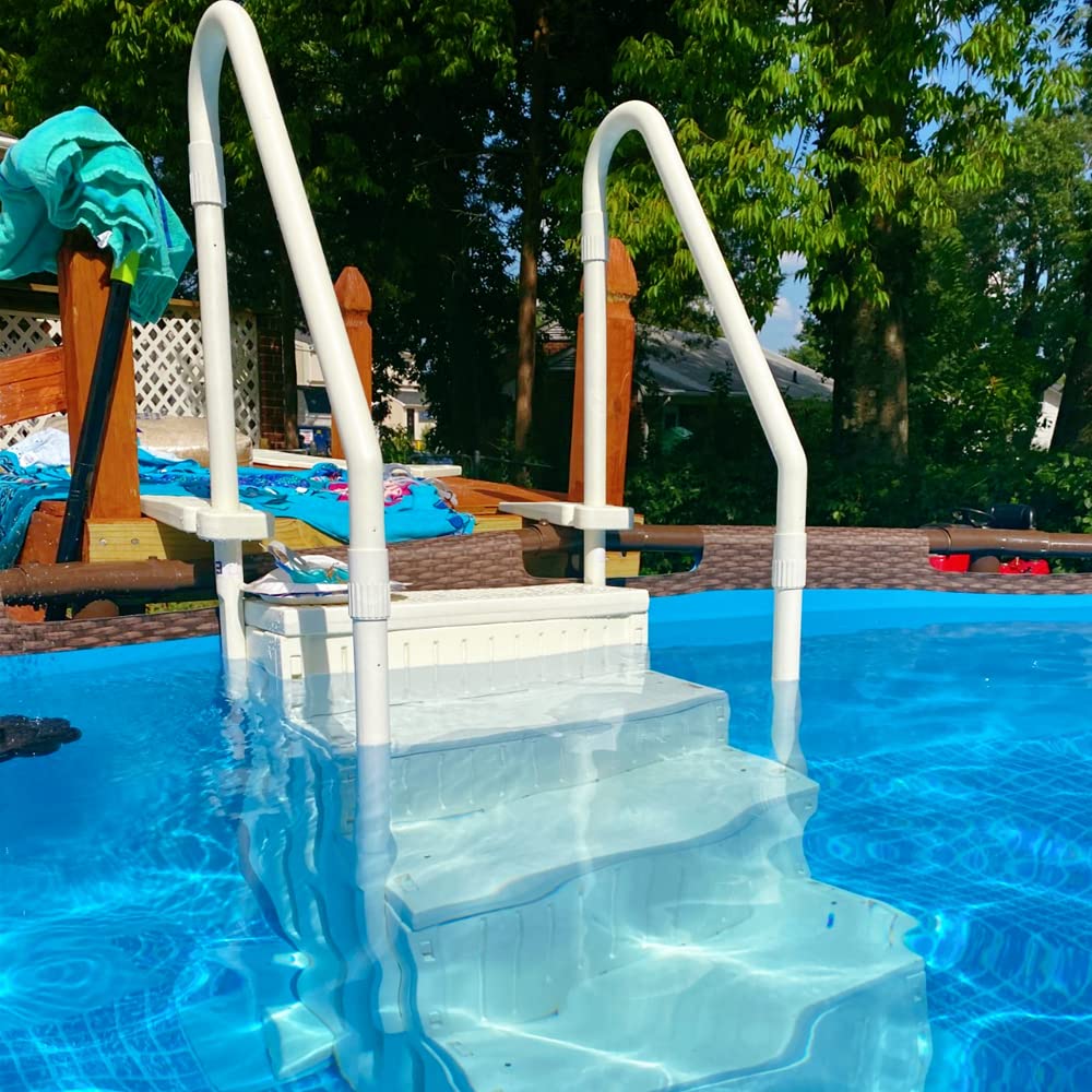 4-Step In-Pool Ladder with Handrails - Safe Entry System for Above Ground Swimming Pools | Durable & Non-Slip Design for Easy Pool Access & Exit | Perfect for Backyard, Inground, and Family Swimming Pools