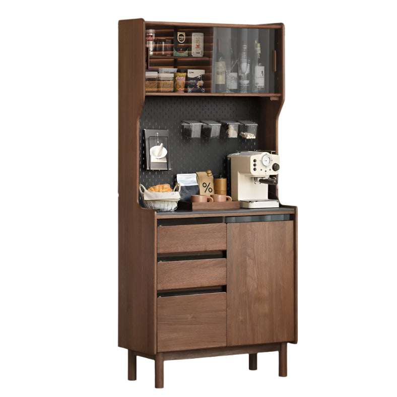 33.5x15.7x75.9 inch / 85x40x192.7 cm / Rich Dark Walnut Color / black rock board sideboard