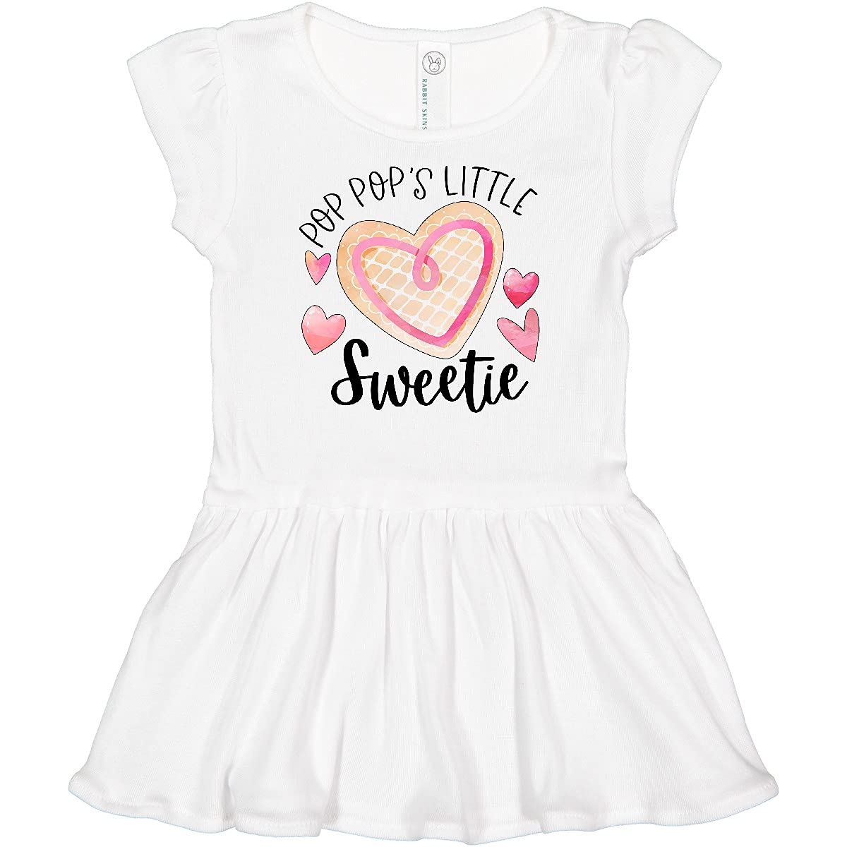 Inktastic Pop Pop's Little Sweetie Pink Heart Cookie Infant Dress - Adorable Baby Girl Outfit for Parties, Photos & Special Occasions