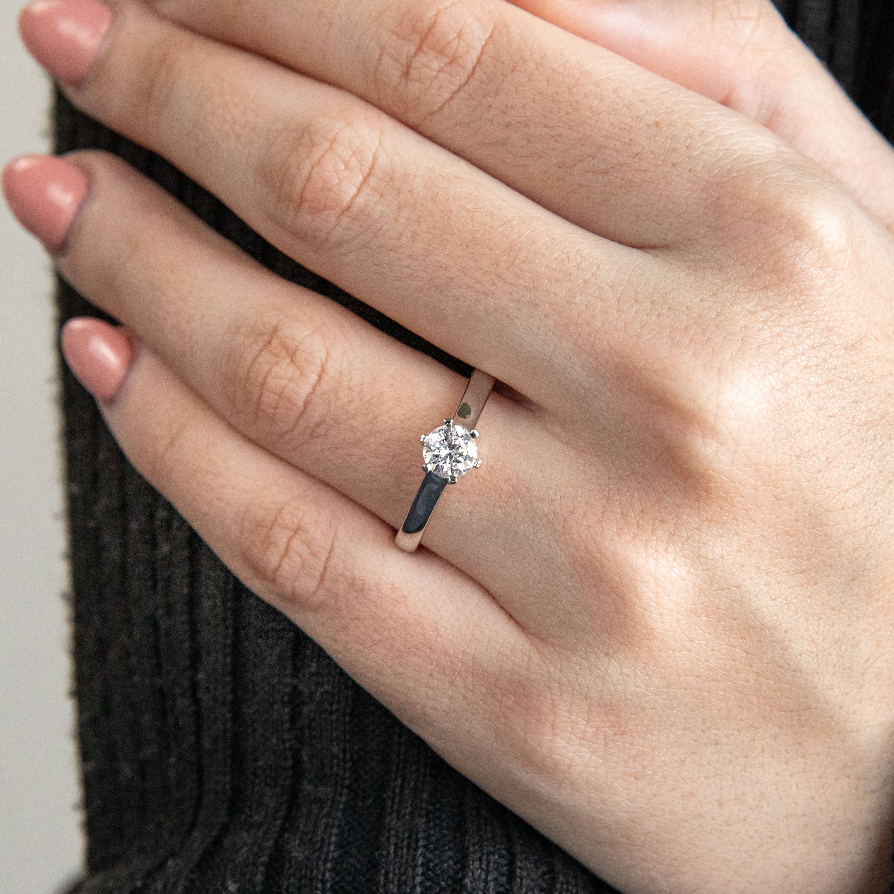 0.70 Carat Round Cut Diamond Solitaire Ring - 18K White Gold - DF Color SI Clarity Certified - Perfect for Engagement, Wedding & Anniversary Gifts