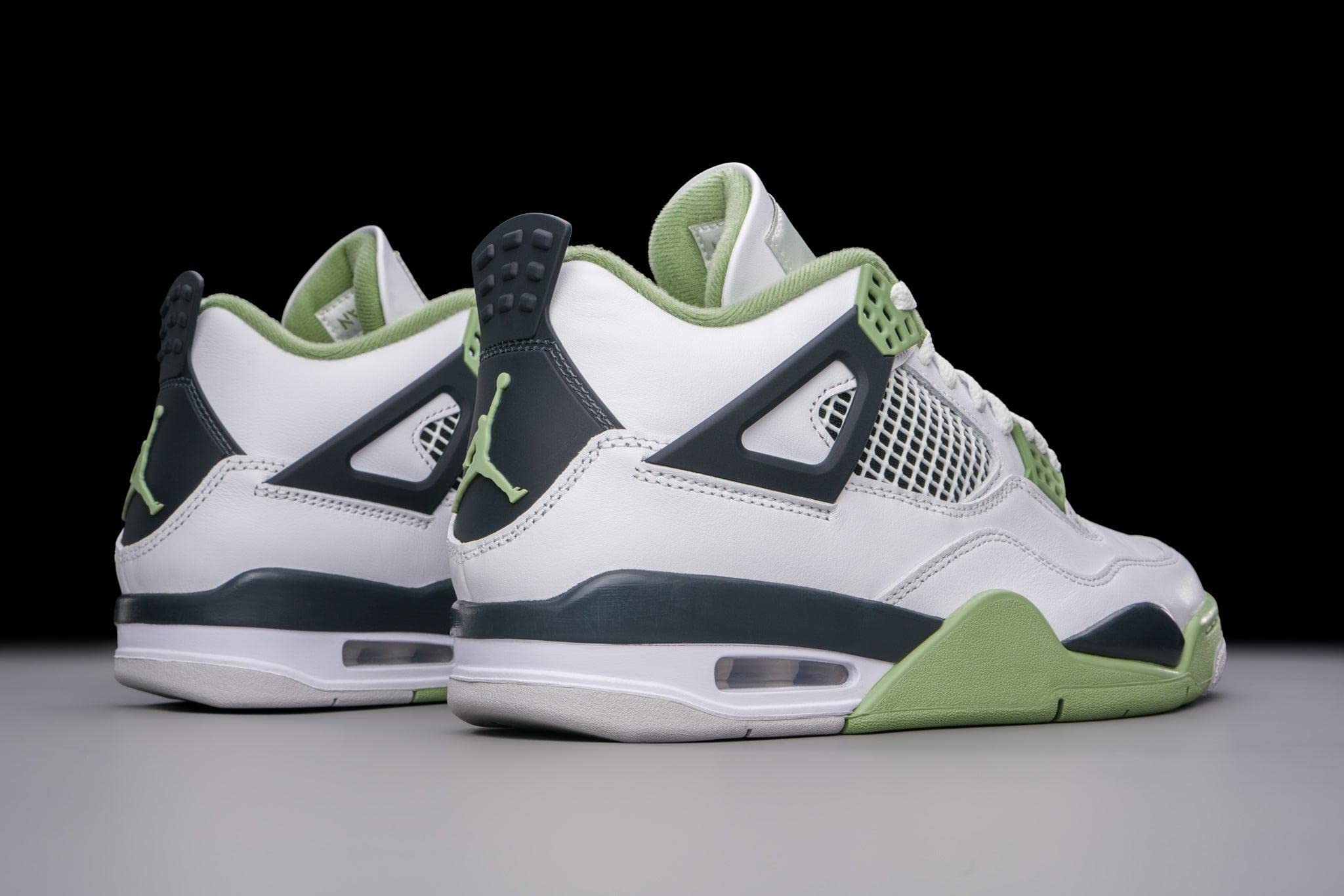 Jordan Air 4 Retro Women's Sneakers - White/Oil Green-Dark Ash (AQ9129-103) Size 9 | Classic Basketball Shoes for Women | Perfect for Casual Wear, Gym & Street Fashion