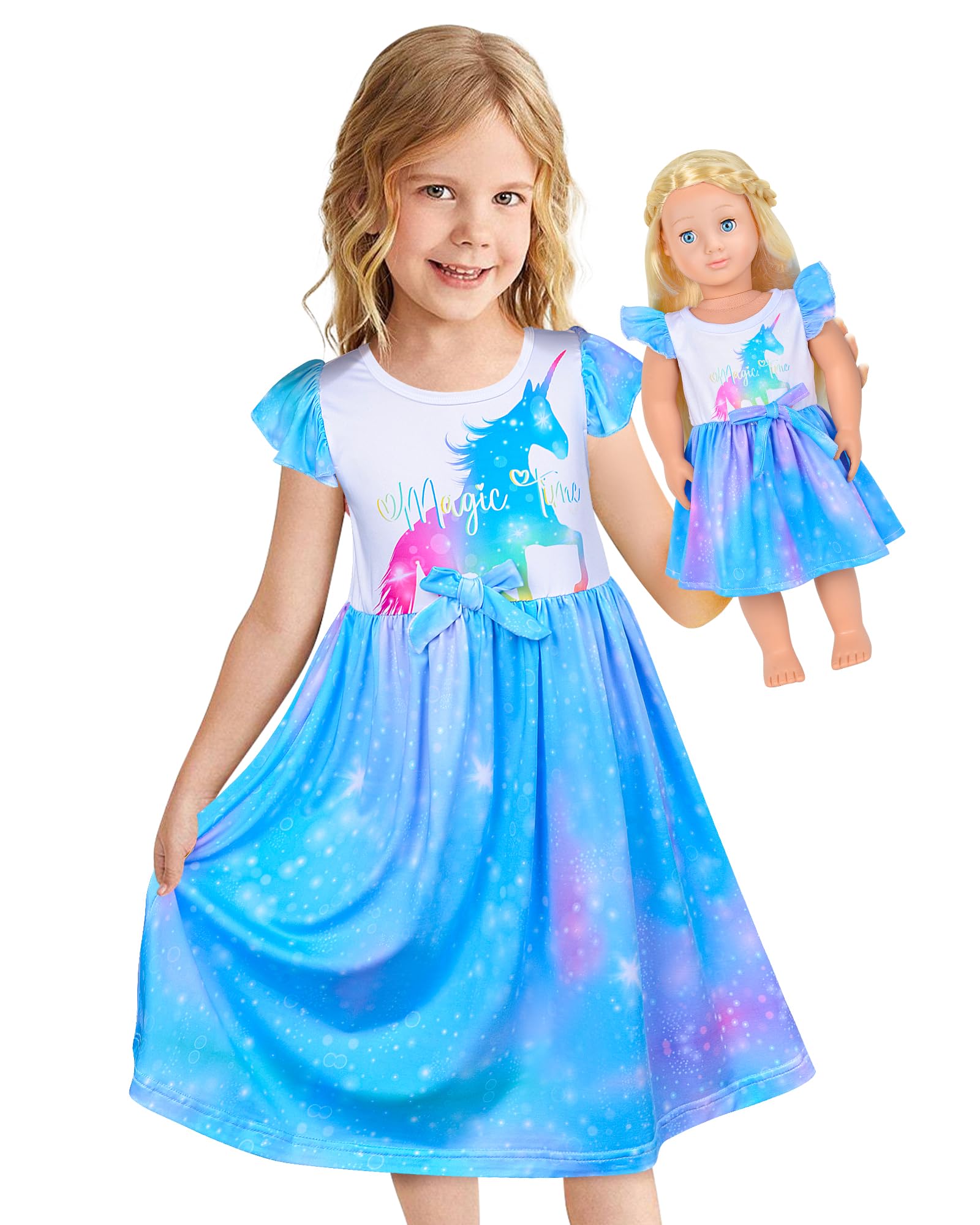 Sylfairy Unicorn Princess Matching Nightgown Set for Girls & 18