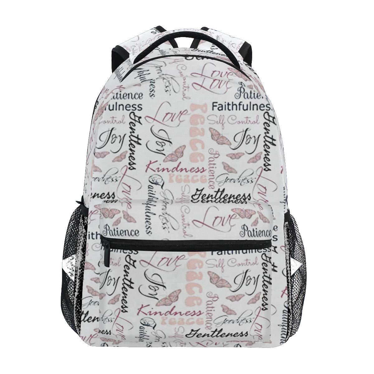 Christian Fruit of The Spirit Butterfly Backpack - Stylish College School Book Bag for Travel, Hiking, Camping & Daily Use | Religious Gift for Women & Teens
