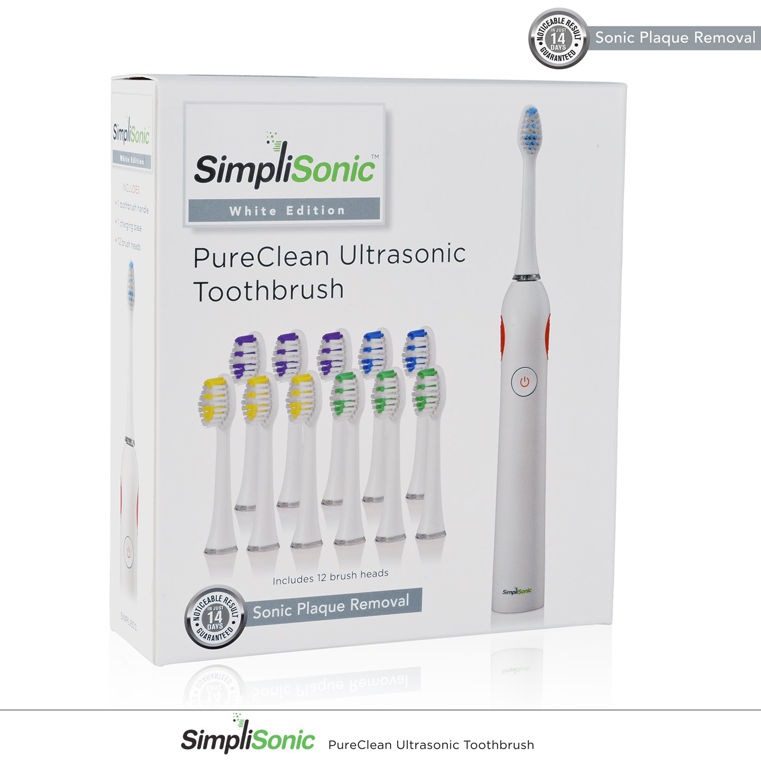 Rechargeable Ultrasonic Electric Toothbrush with 12 Brush Heads - Premium Oral Care Kit (White) | Perfect for Travel, Home & Daily Dental Hygiene