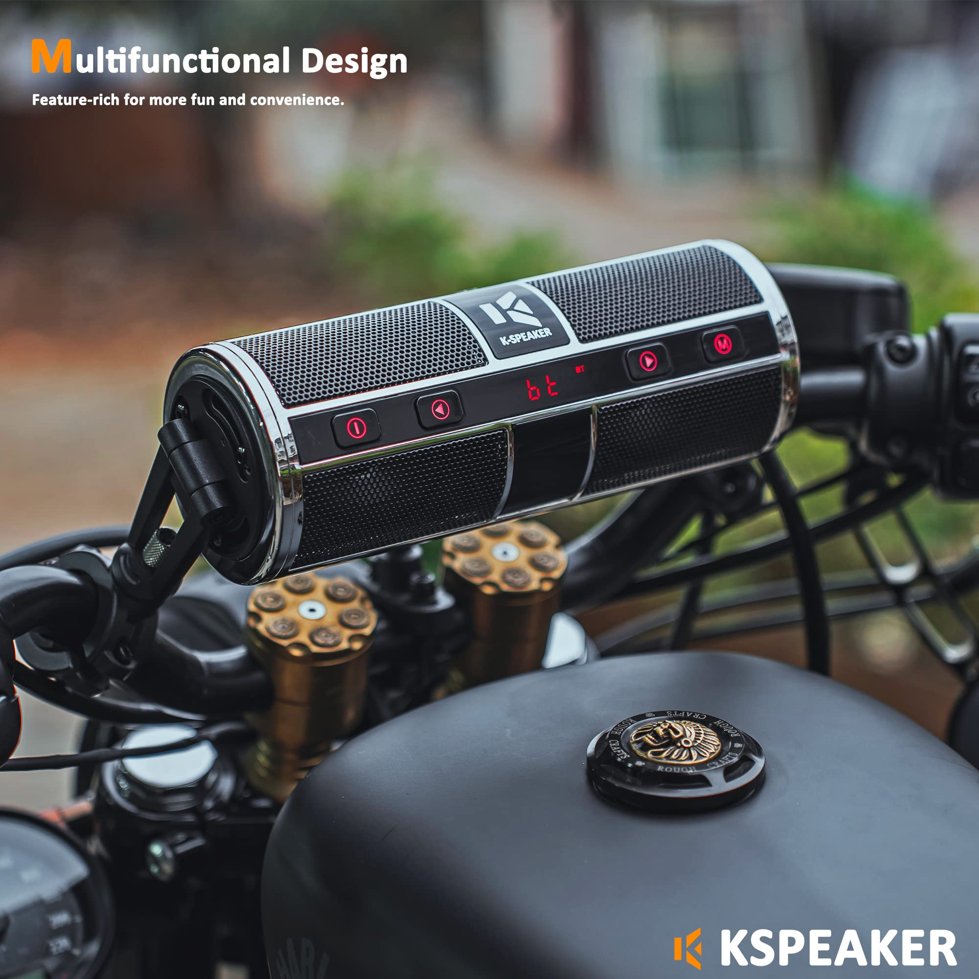 Waterproof Bluetooth Motorcycle Speakers with Built-in Amplifier - 3 Inch Metal MP3 Player for ATV, Scooter & 12V Vehicles | Perfect for Outdoor Rides, Road Trips & Adventure Sports