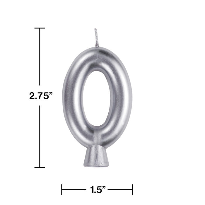 12-Pack Silver Number 0 Candles for Birthday Cakes, Anniversary Celebrations & Special Occasions - Bulk Party Supplies