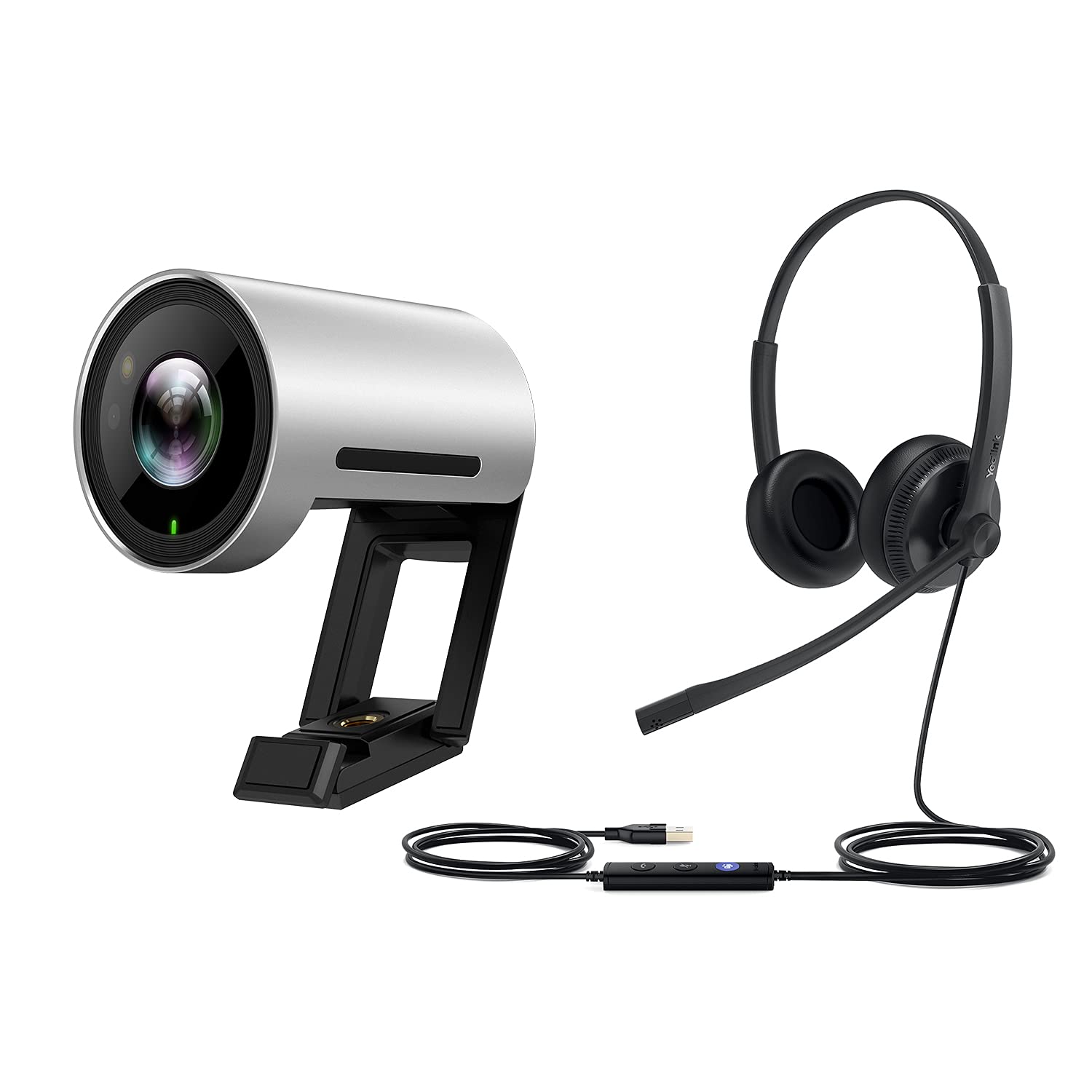 Yealink UH34 Teams Wired USB Headset with Noise Cancelling Mic & UVC30 Webcam - Compatible with Microsoft Teams, Zoom, Skype - Perfect for Remote Work, Online Meetings & Video Conferencing