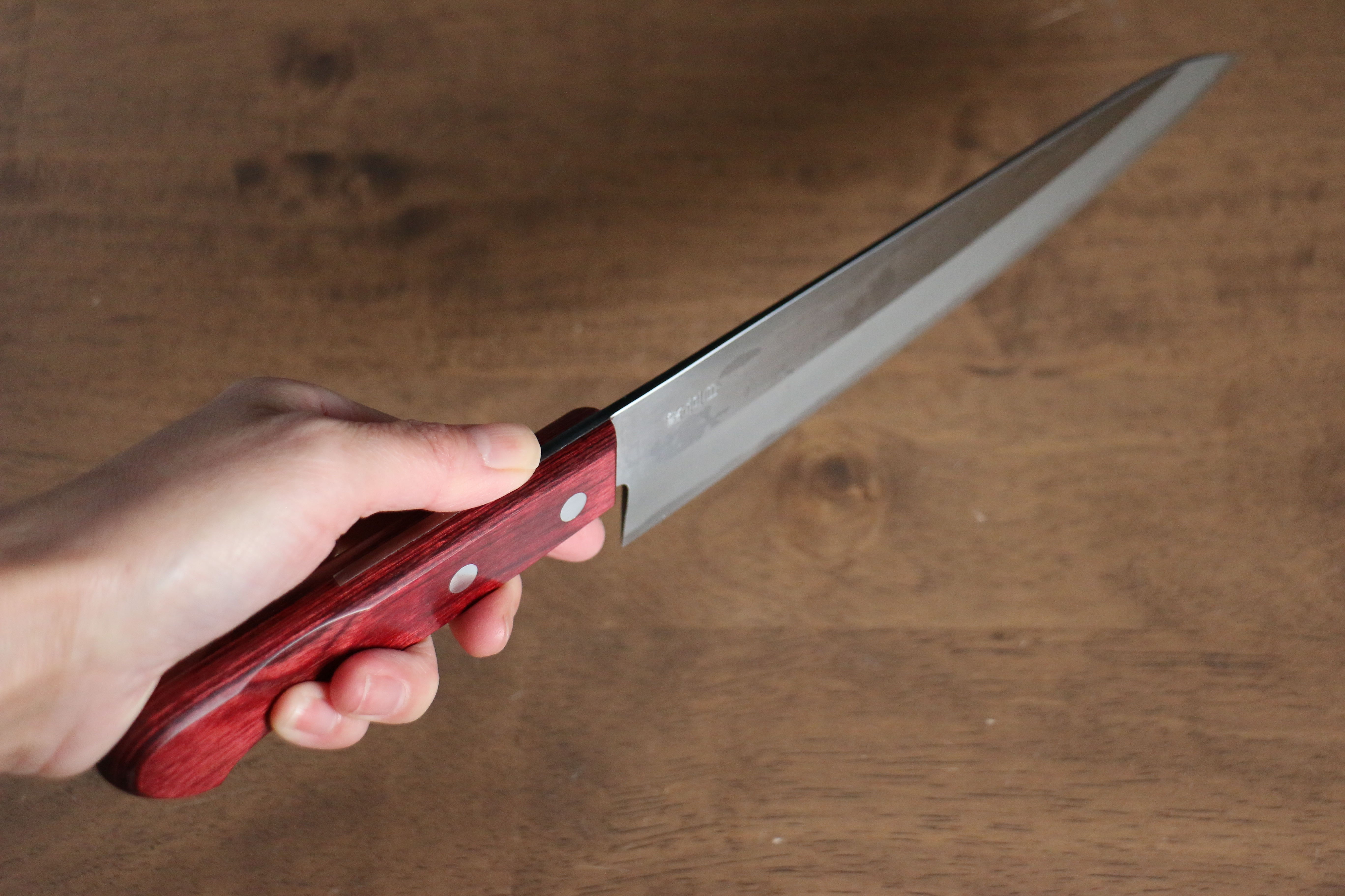 Premium Nao Yamamoto White Steel No.2 Gyuto Chef Knife 210mm - Japanese Red Pakka Wood Handle - Professional Kitchen Knife for Sushi, Meat Cutting & Precision Cooking