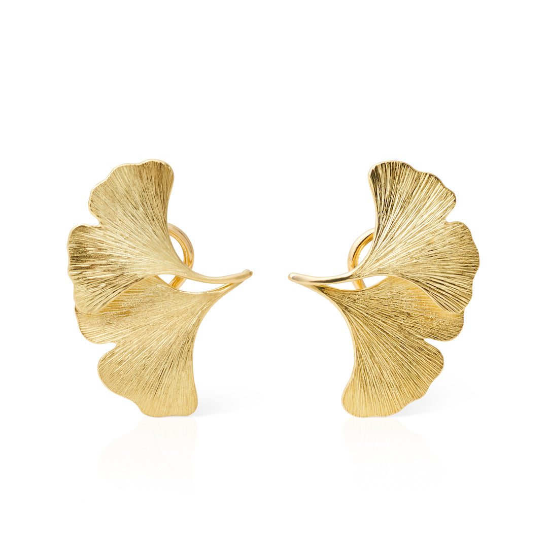 Elegant Double Ginkgo Leaf Earrings for Women - Gold & Silver Dangle Drop Earrings - Perfect for Weddings, Parties & Everyday Wear