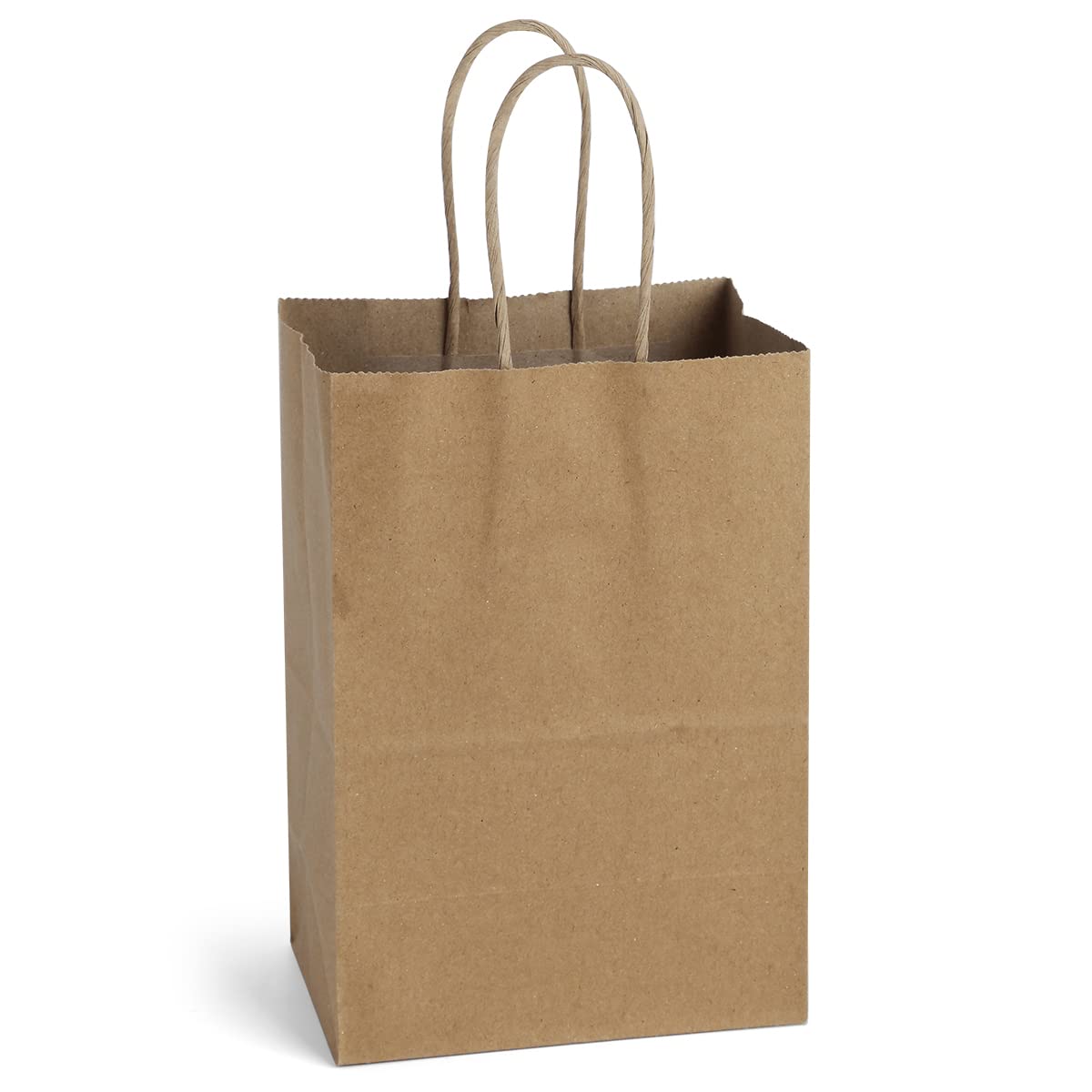 Eco-Friendly Kraft Paper Bags with Handles - 5.25x3.75x8 Inches (100 Pack) | Small Brown Gift Bags for Shopping, Parties, Birthdays & Groceries | Recyclable Takeout Bags for Restaurants, Retail & Events