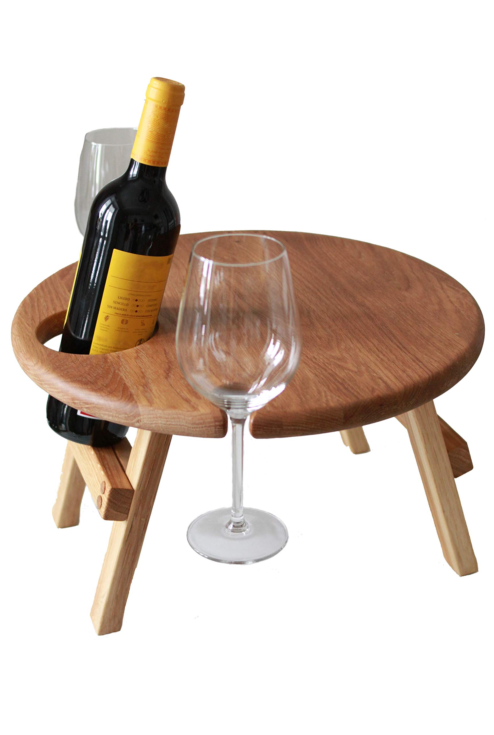 Portable Oak Wood Folding Table - Handmade Bed Tray for Wine Glasses, Snacks & Drinks | Perfect for Sofa, Bed, Picnic, Romantic Dinners, Beach & Camping | Compact Foldable Design with Sturdy Oak Legs | Ideal for Indoor & Outdoor Use