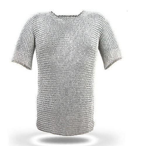 AnNafi® Half Sleeve Chainmail Shirt - 10MM Aluminum Butted Rings in Silver | Medieval Armor for Adults | Perfect for SCA, LARP, Renaissance Fairs & Cosplay