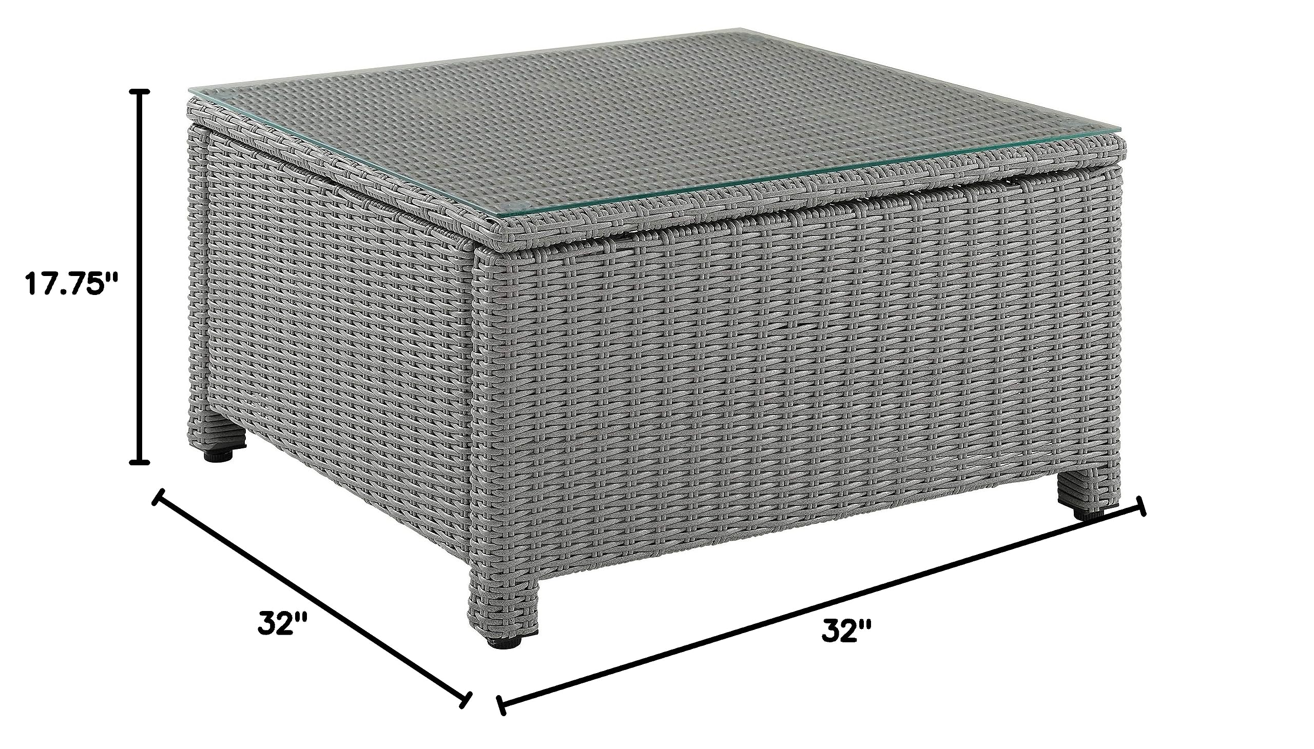 Gray All-Weather Rattan Outdoor Coffee Table for Patio & Deck
