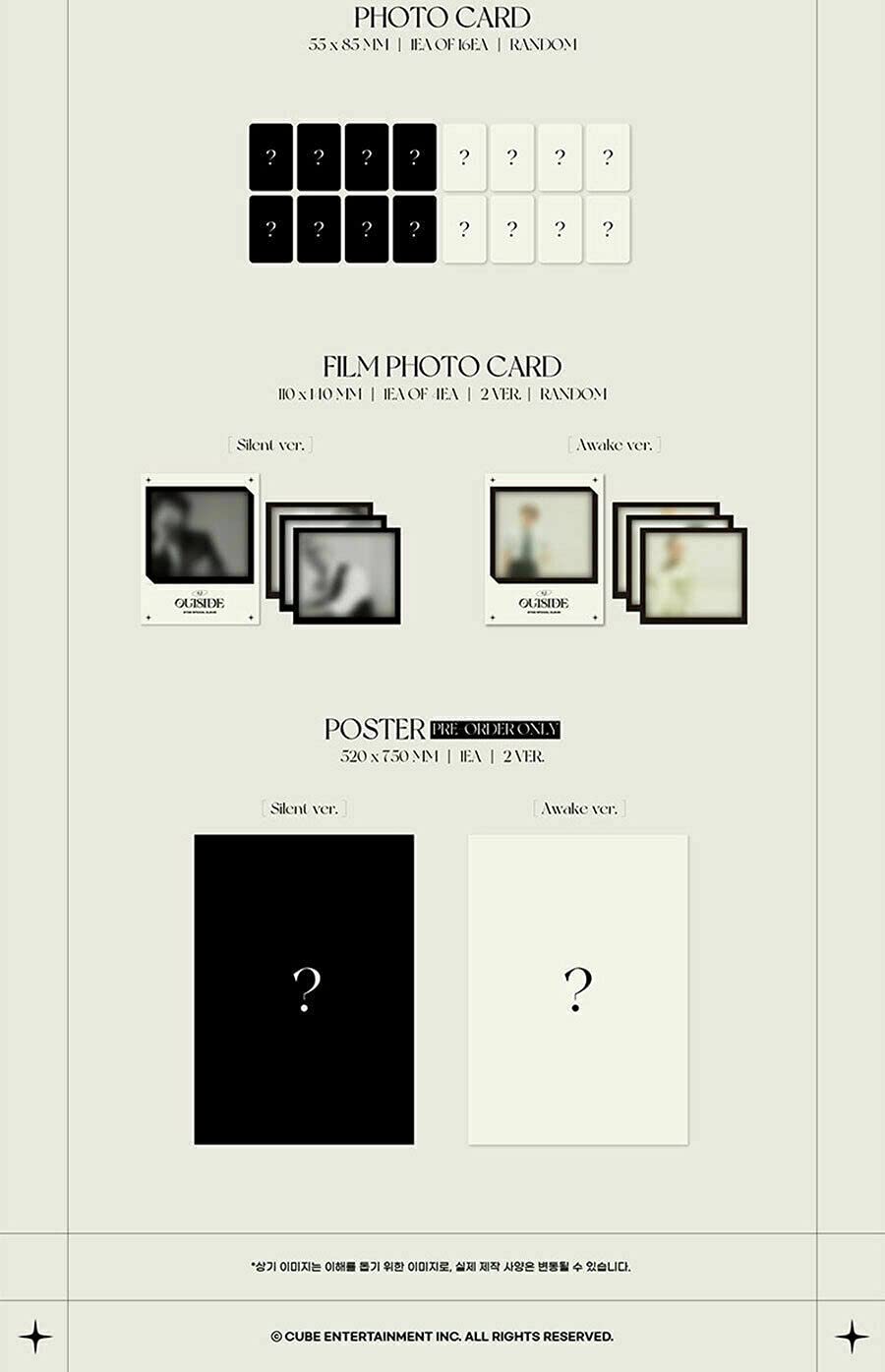BTOB 4U : OUTSIDE Special Album [SILENT / AWAKE] - Random Version CD + 96p Photo Book + Lyric Paper + Invitation Card + Post Card + Photo Card + Film Photo Card - K-Pop Collectors Edition - Perfect for Fans, Gifts, and Music Enthusiasts