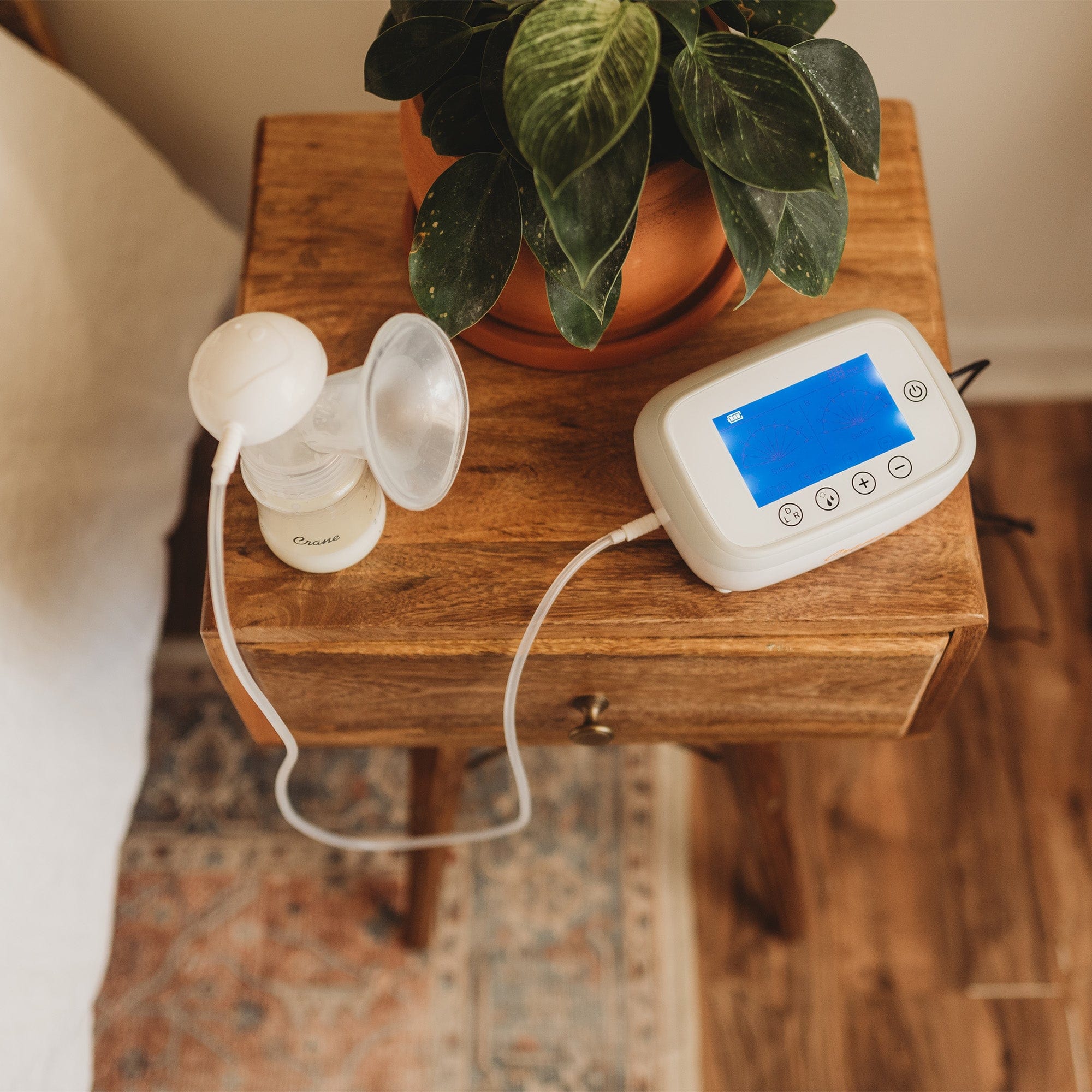 Crane Rechargeable Electric Breast Pump - Hands Free Dual Mode Portable Breastfeeding Pump for Working Moms - Perfect for Office, Travel & Nighttime Use