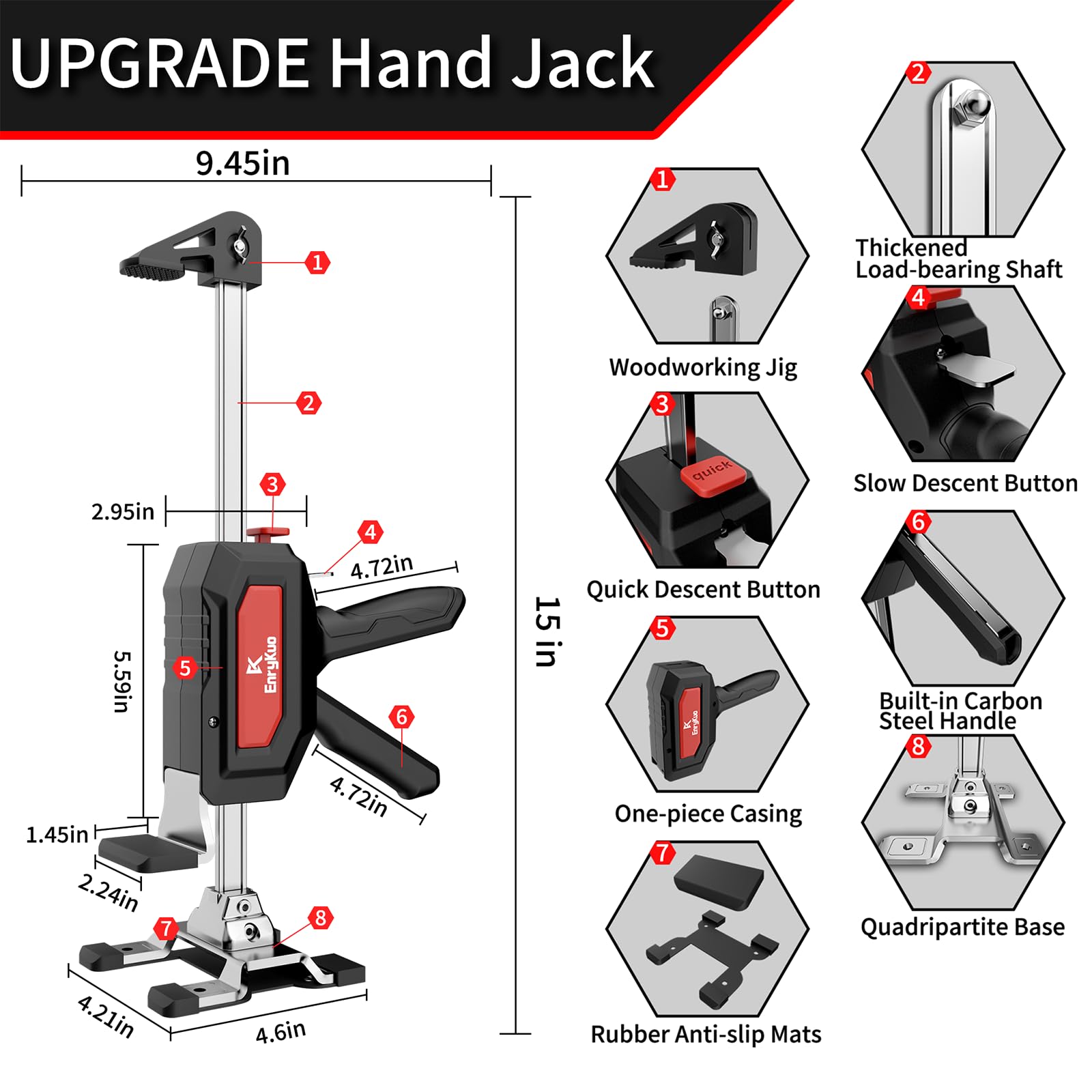 Stainless Steel Furniture Lifts 2 Pack - Dual-Speed Descent Hand Jack for Cabinet & Flooring Installation | Labor Saving Arm Jack for Easy Home Renovation & DIY Projects