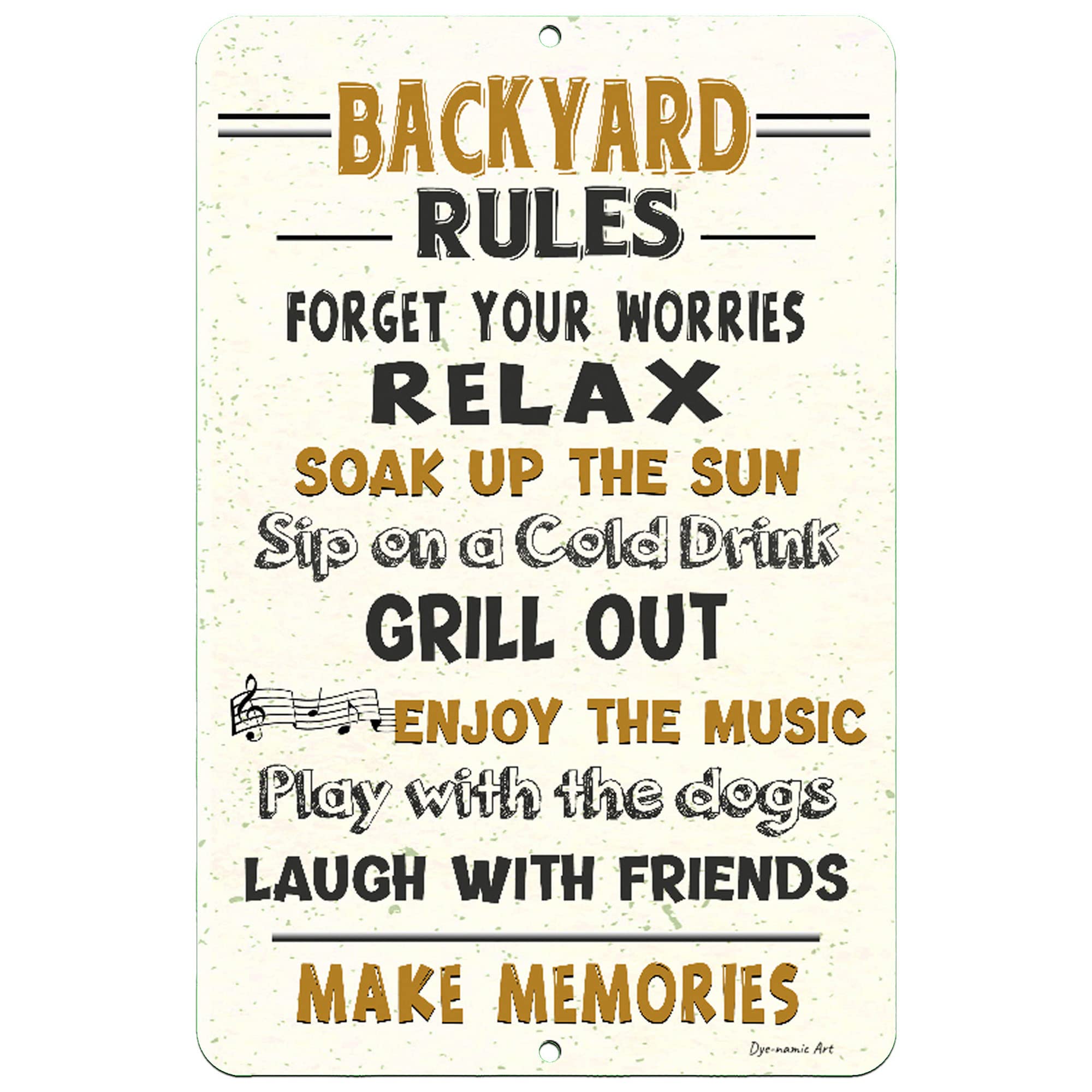 Funny Backyard Rules Metal Sign - Lightweight Aluminum Outdoor Decor for BBQ, Patio, Deck & Garden - Rustic 8x12 Wall Art Sign - Perfect for Outdoor Parties, Man Cave & Backyard Themed Decorations