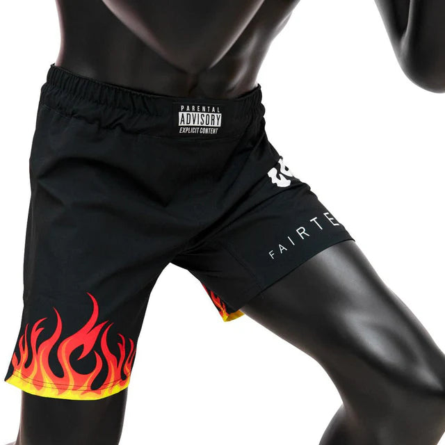 Fairtex Burn Fight Shorts - Premium Muay Thai & MMA Training Shorts for Men & Women - Lightweight, Breathable & Durable - Ideal for Boxing, Kickboxing & Martial Arts Training