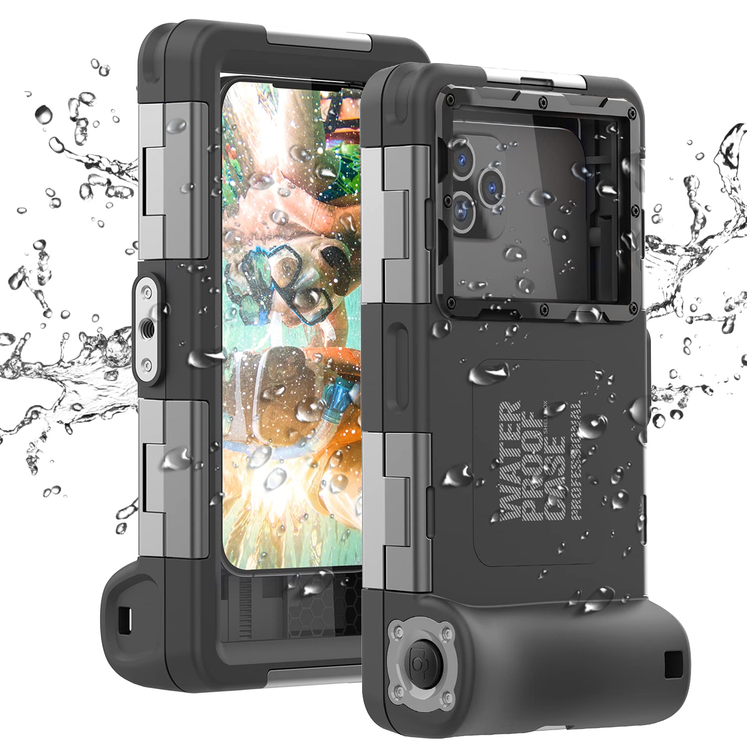 Waterproof Phone Case for iPhone Samsung Galaxy Google LG - 50ft/15m Underwater Diving Case with Lanyard | Snorkeling, Swimming & Water Sports Protection | 2nd Gen Shockproof Cover (Black)