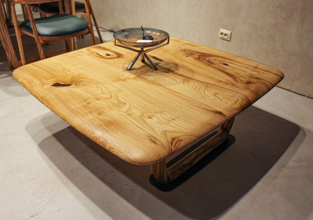Rustic Solid Chestnut Wood Coffee Table with Natural Wood Legs - Perfect for Living Room, Farmhouse Decor & Cozy Home Style