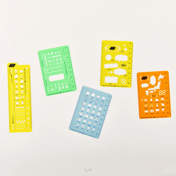 Hobonichi Stencils Set - 5 Piece Planner Accessories for Bullet Journaling, Scrapbooking & Creative Planning | Perfect for Hobonichi Techo, Traveler's Notebook & DIY Projects