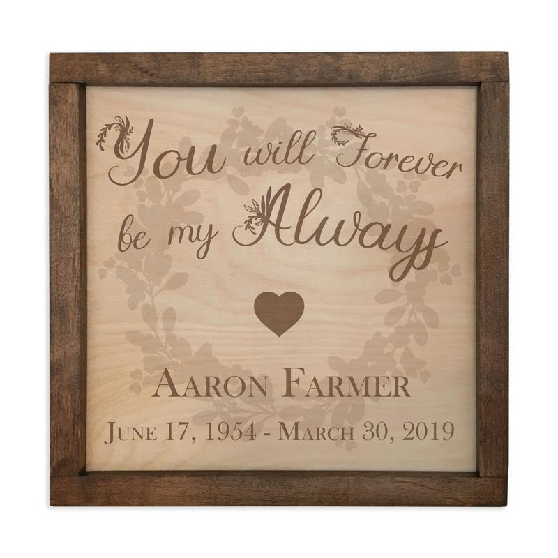 Forever My Always Memorial Plaque Cremation Urn - Personalized Keepsake for Ashes | Elegant Memorial Gift for Loved Ones | Perfect for Home Display & Remembrance Ceremonies