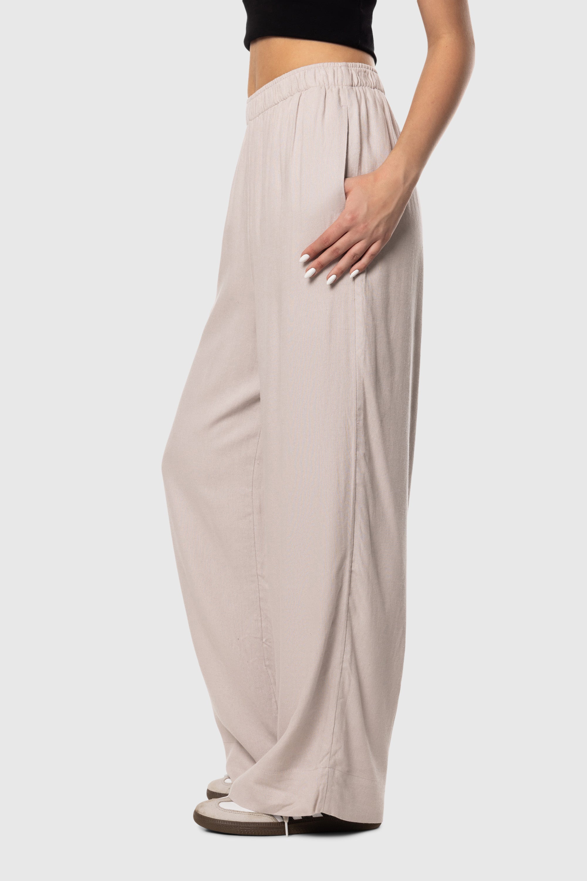 Linen Pants for Women - Soft & Breathable Grey Lilac Casual Trousers - Perfect for Summer, Travel & Relaxation