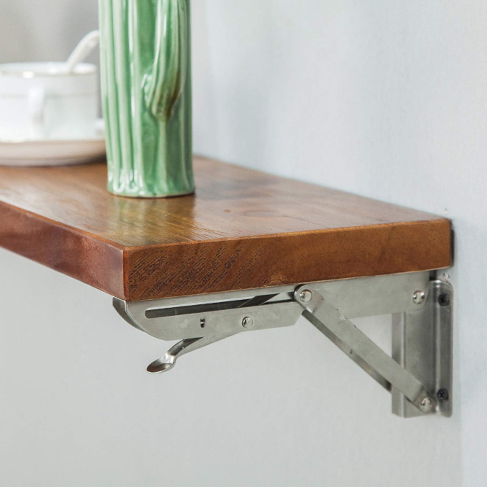 Heavy Duty Narrow Floating Shelf with Stainless Steel Brackets - 31.5 Inch Rustic Wall Mounted Shelf for Kitchen, Bathroom & Living Room - Perfect for Storing Books, Decor, Utensils & Picture Frames (80cm)
