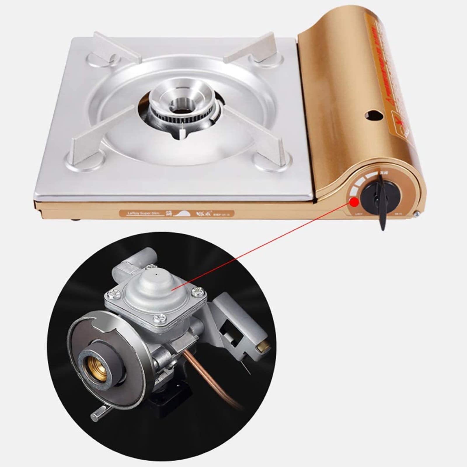 Portable Butane Gas Stove 3.3KW with Automatic Ignition & Carrying Case - Windproof Mini Camping Stove for Outdoor Cooking, Picnics, BBQ, Hiking & Backpacking (Pink)