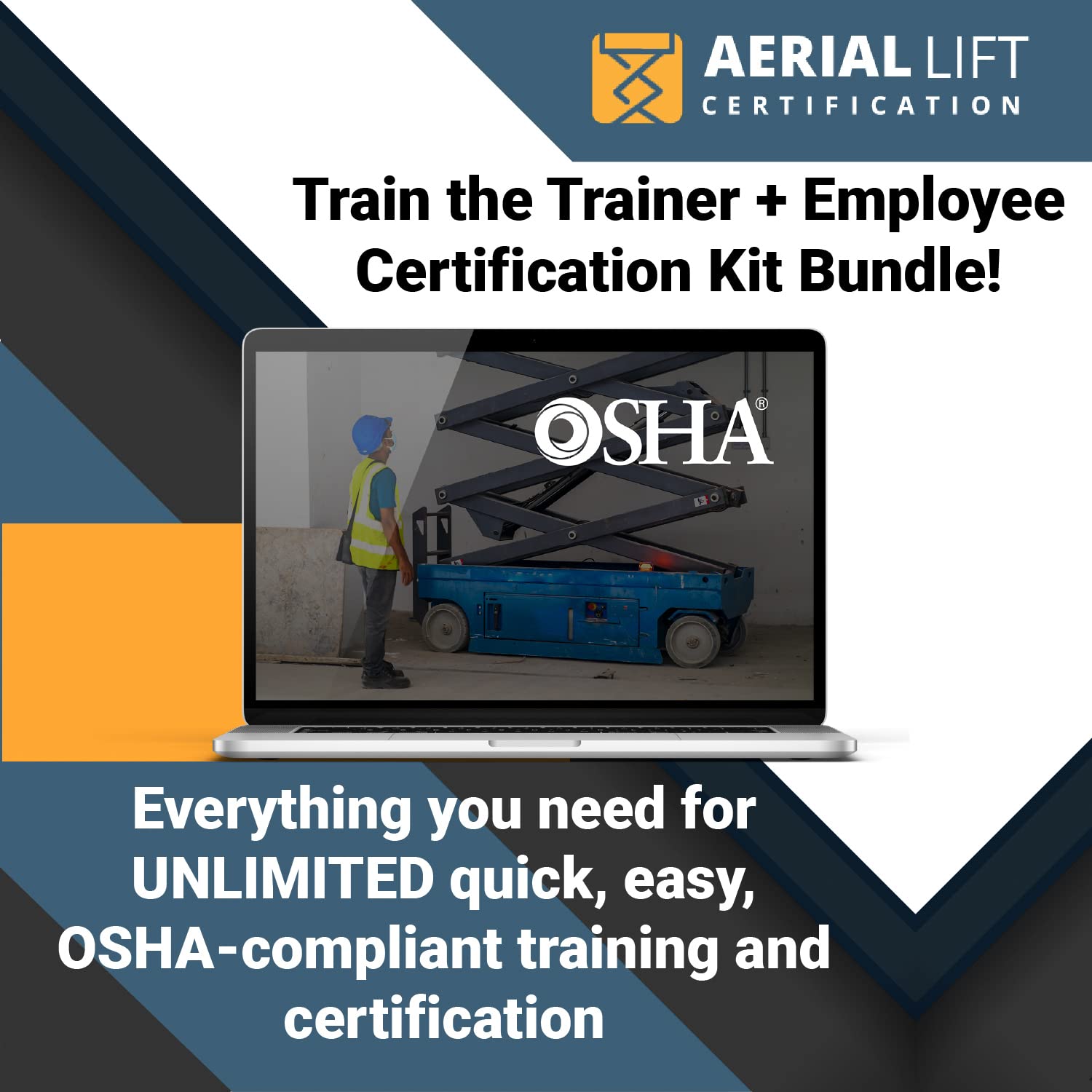 OSHA Compliant Aerial Lift Certification Training Kit - Complete Operator Training Program with Certificates, Cards & Evaluation Checklist for Construction & Warehouse Safety