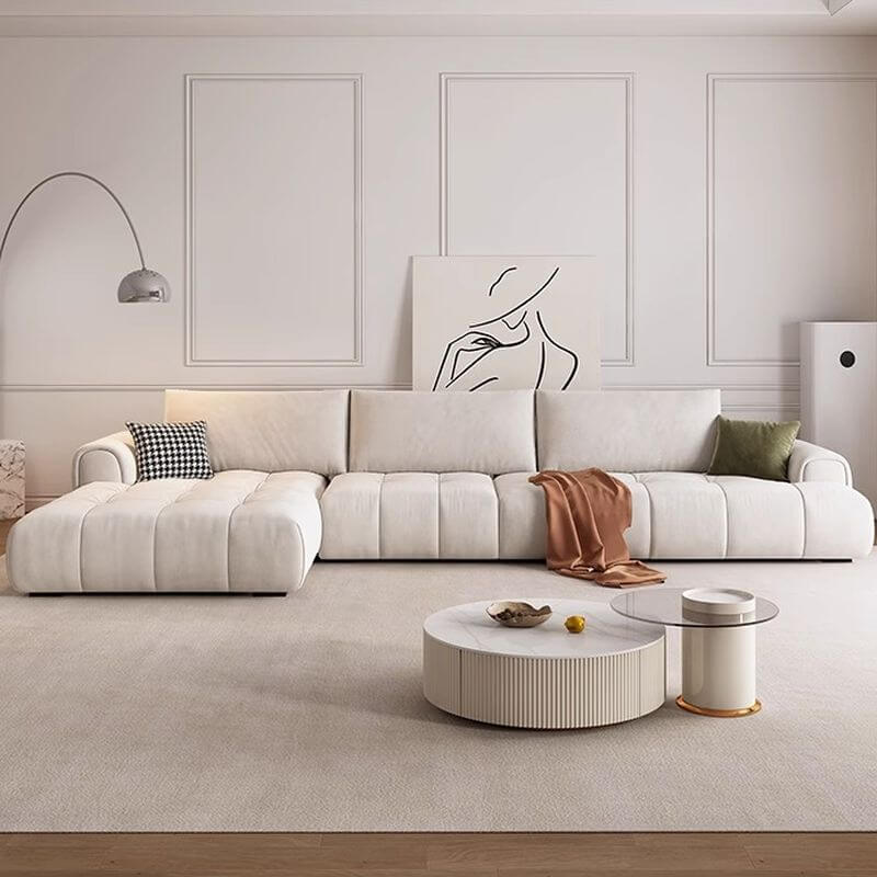 Modern L-Shaped Sectional Sofa with Chaise Lounge, Left-Facing Design, Natural Wood Legs & Hidden Support - Perfect for Living Room, Home Theater & Small Spaces