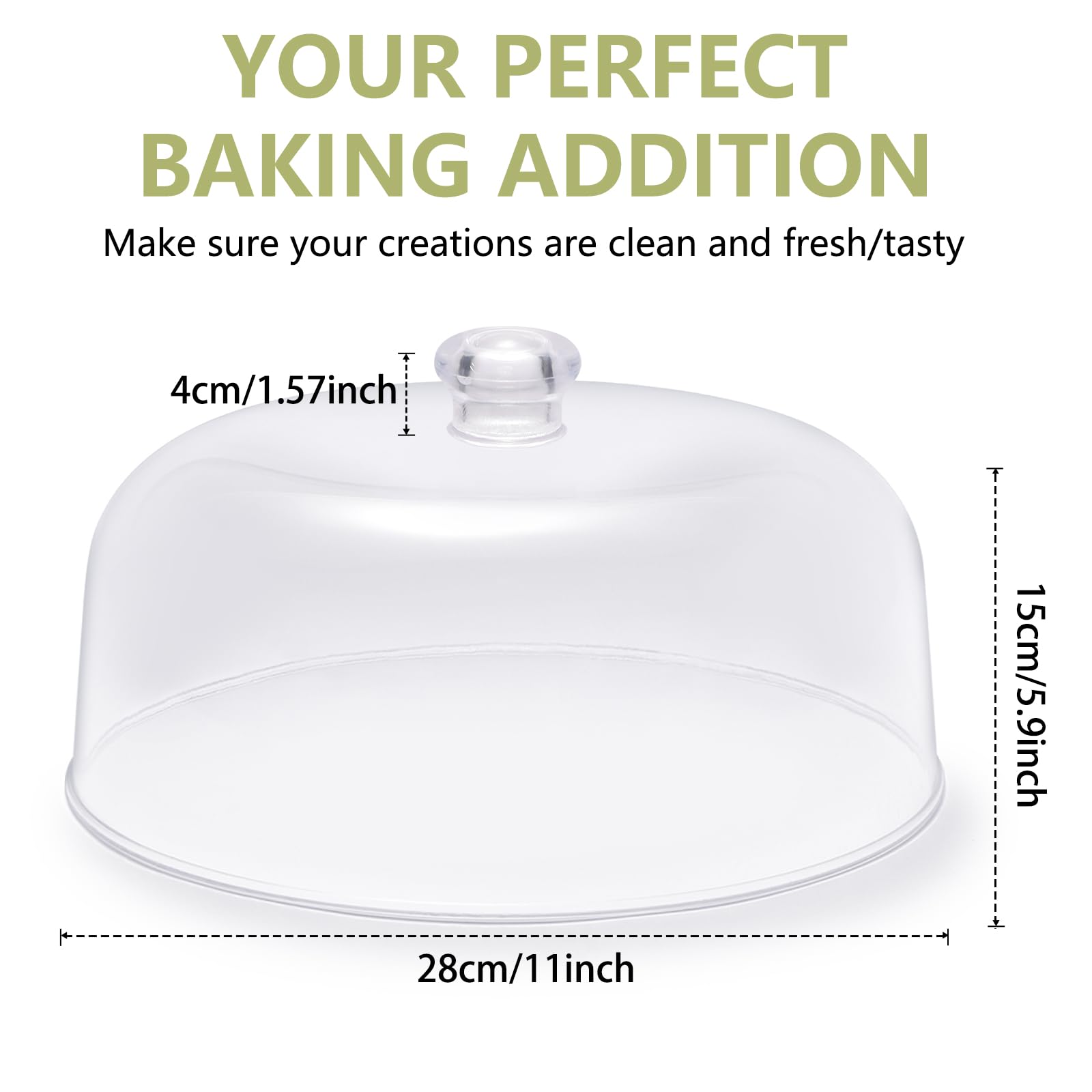 11-Inch Clear Acrylic Cake Dome with Handle - Transparent Cake Cover for Display & Protection - Perfect for Bakeries, Dessert Tables, Wedding Cakes, and Home Kitchen Storage