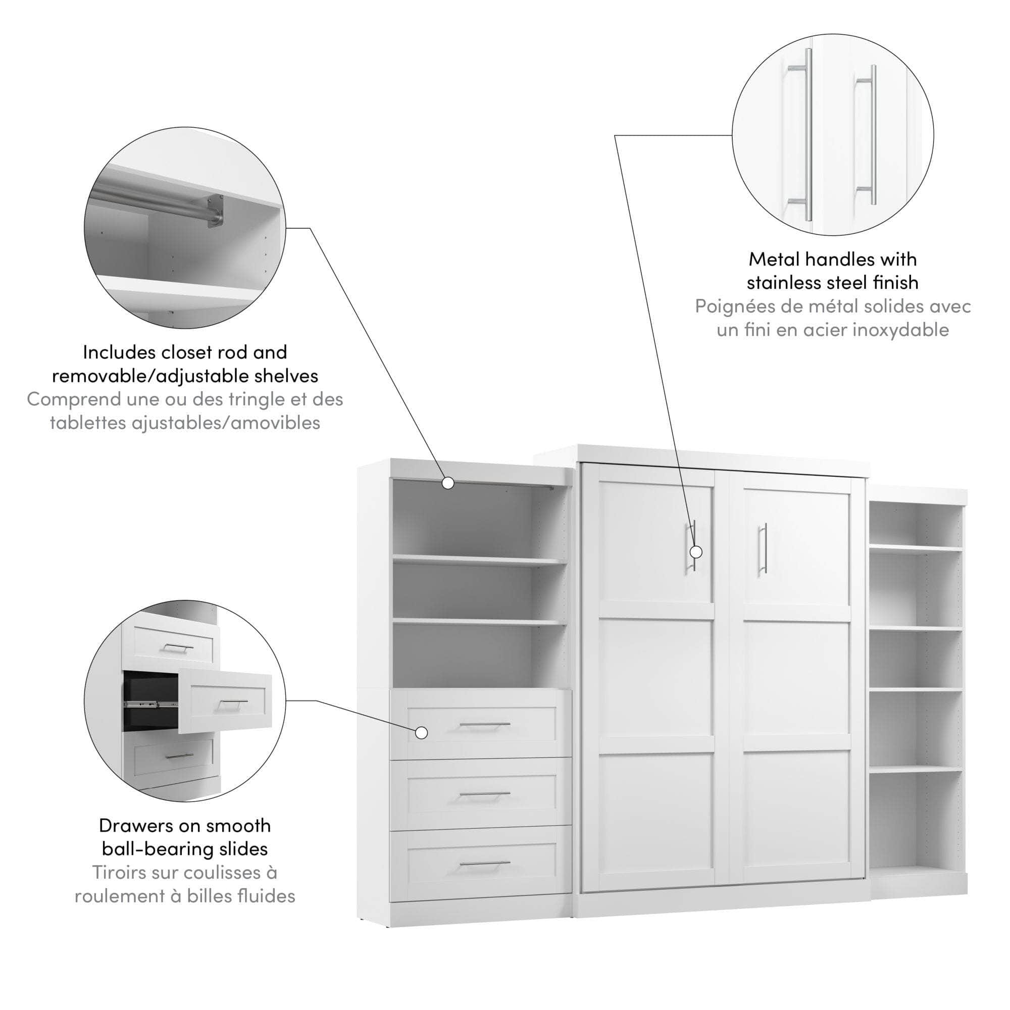 Pur Queen Murphy Pull Down Wall Bed with 2 Storage Drawers (126