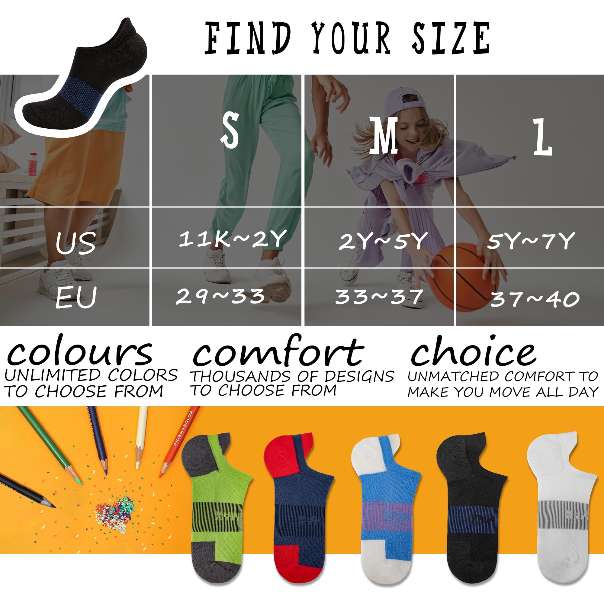 BRISIRA Coolmax Bamboo Viscose Kids No Show Socks - Breathable Compression Athletic Running Socks for Boys & Youth - Cushioned Ankle Support for Sports & Daily Wear