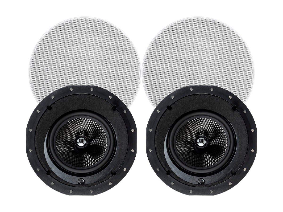 Monoprice 2-Way Carbon Fiber In-Ceiling & In-Wall Speakers - High-Quality Home Theater Audio System for Immersive Movie Nights and Music Listening