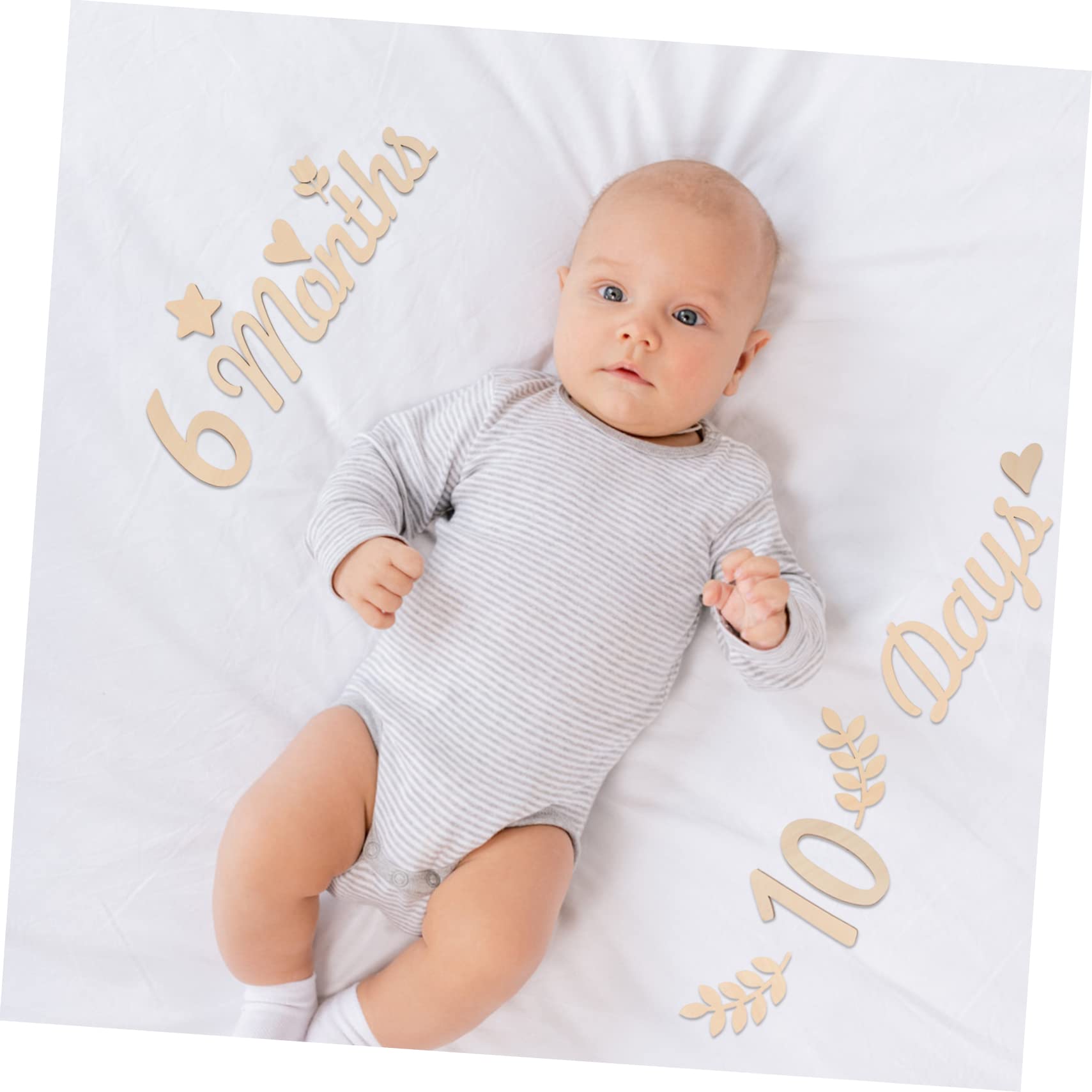 Wooden Baby Milestone Cards - 5 Sets with Monthly Numbers & Signs for Newborn Photography Props - Perfect for Baby's First Year Photo Shoots, Monthly Growth Tracking, and Birthday Party Decorations