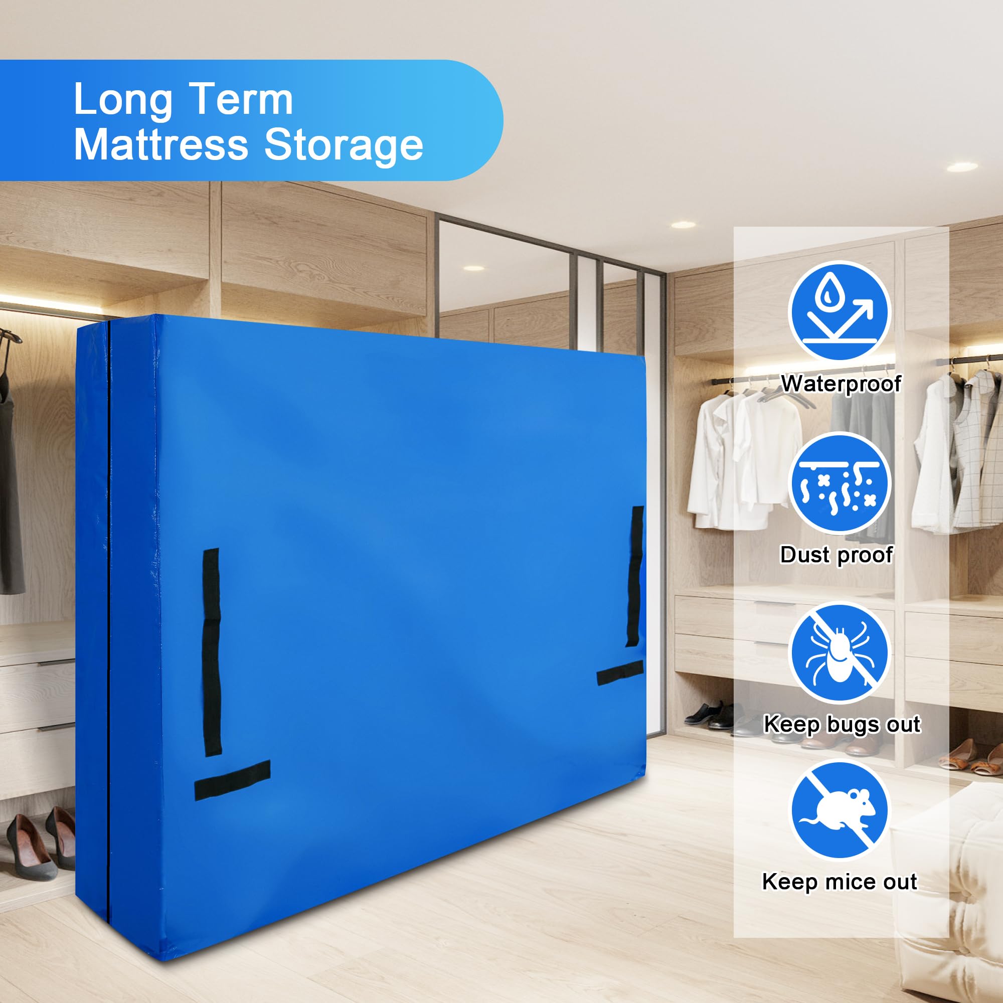 Full Size Mattress Covers 2 Pack - Heavy Duty Reusable Mattress Moving Bags with Zipper & Handles for Easy Transport | Perfect for Moving, Storage & Home Organization