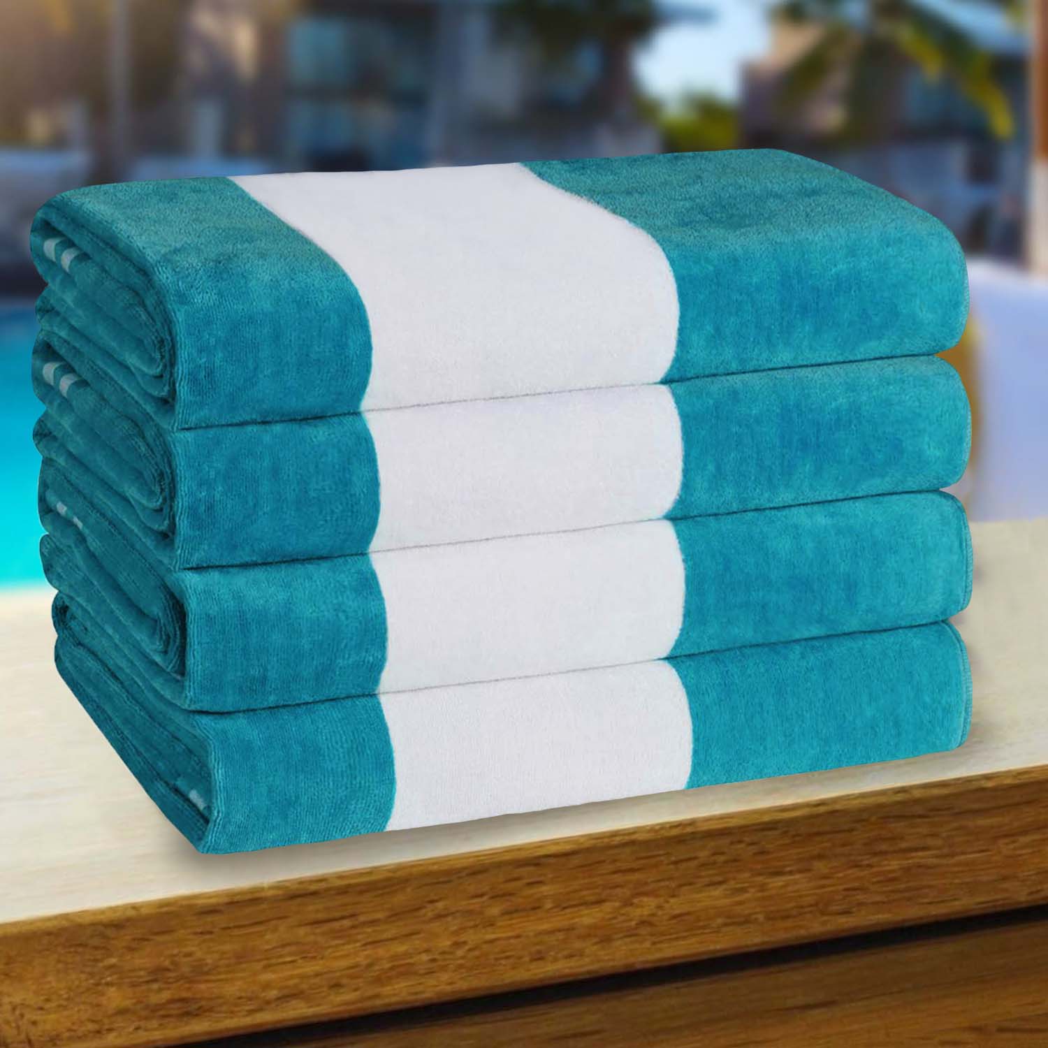 Premium Cabana Stripe Oversized Cotton Beach Towel Set of 2, 4, or 6 - Soft, Absorbent & Quick-Drying for Pool, Beach, Vacation & Spa Use