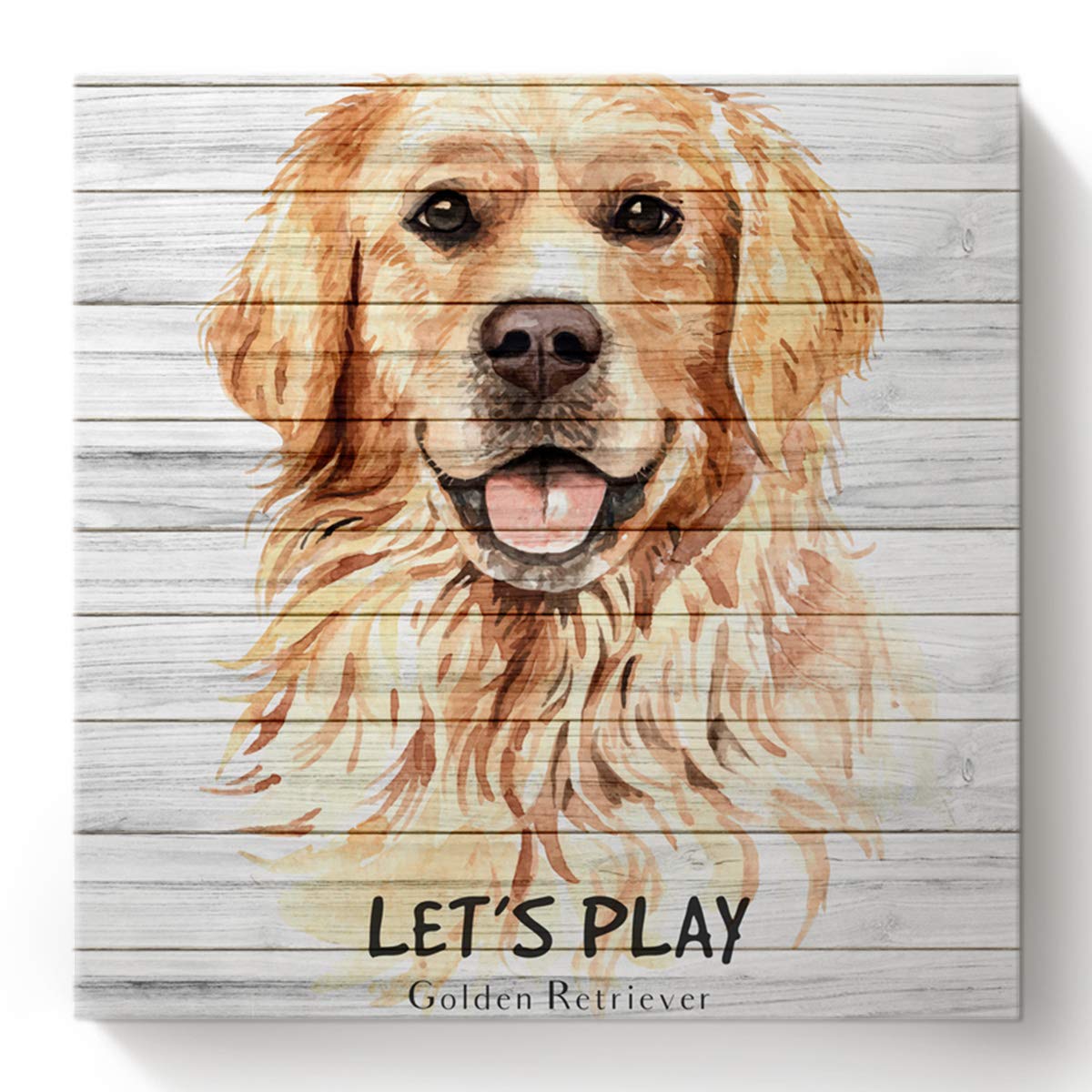 Golden Retriever Dog Paint by Numbers Kit for Adults & Kids - DIY Acrylic Painting on Wood Grain Canvas (16x16 Inch) - Beginner Friendly Art Craft for Home Wall Decor | Perfect Gift for Pet Lovers & Relaxation Activity