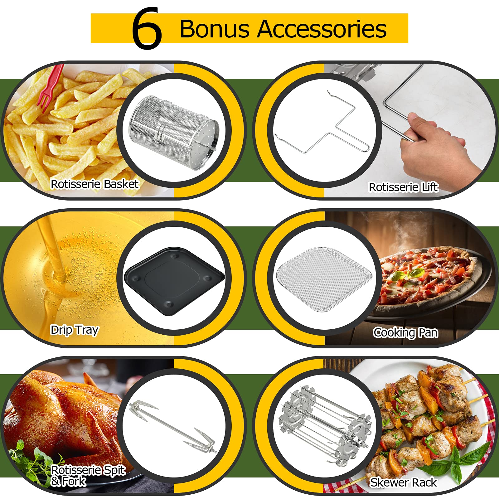 COSTWAY 8-in-1 Air Fryer Oven with Rotisserie & Dehydrator, 1700W Countertop Convection Oven with LED Touch Screen - Perfect for Pizza, Toast, Turkey, Roasting, and Healthy Snacks