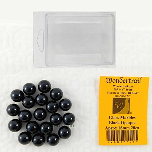 20-Pack Black Opaque 16mm Glass Marbles - Premium Decorative Stones for Home Decor, Vase Fillers, DIY Crafts & Board Games (WONGM105)