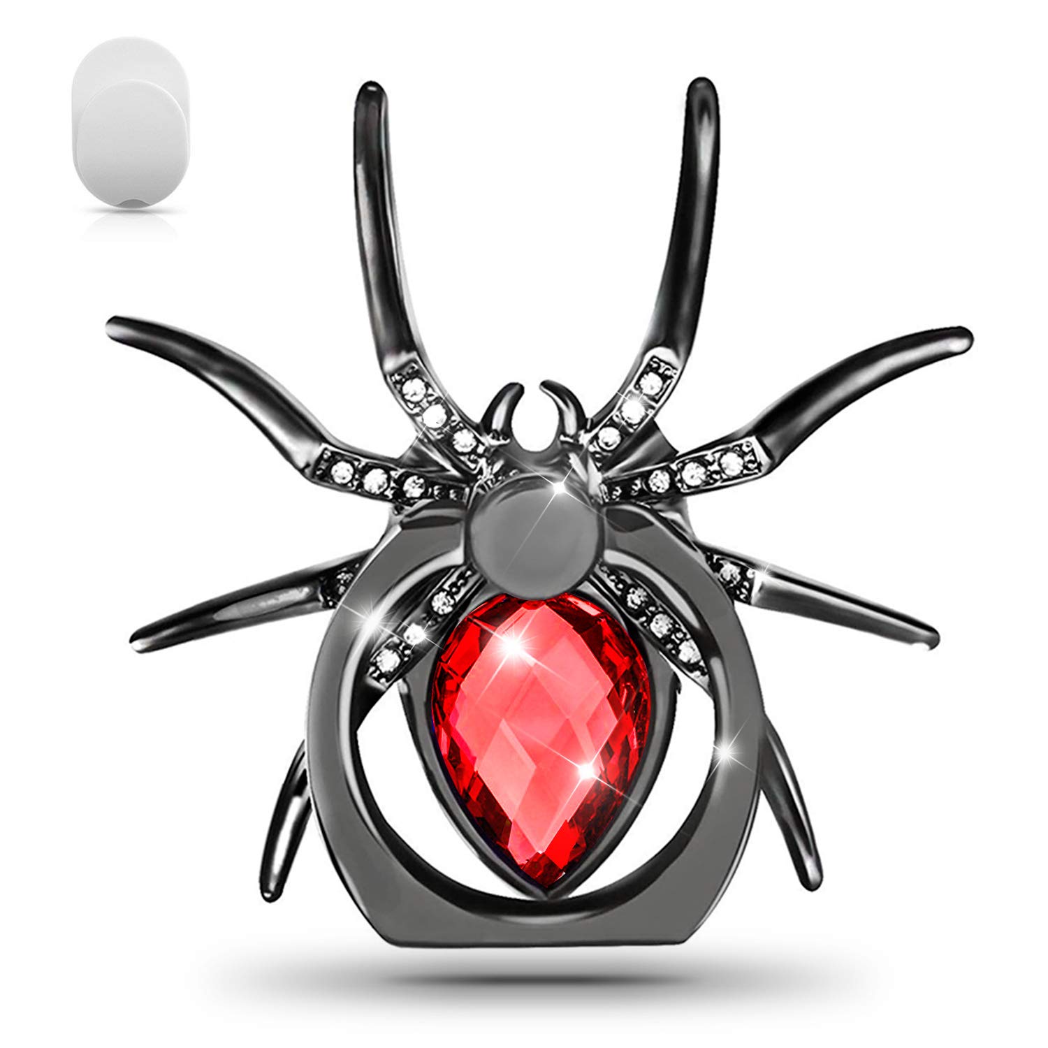 360° Rotating Phone Ring Holder Stand - Universal Spider Finger Kickstand with Polished Metal Grip for iPhone, Samsung & Smartphones (Red) - Perfect for Selfies, Watching Videos & Secure Phone Handling