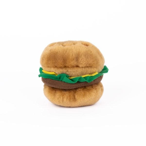 ZippyPaws NomNomz Squeaky Plush Hamburger Dog Toy - Interactive Chew Toy for Puppies & Small Dogs - Perfect for Playtime, Training & Cuddling