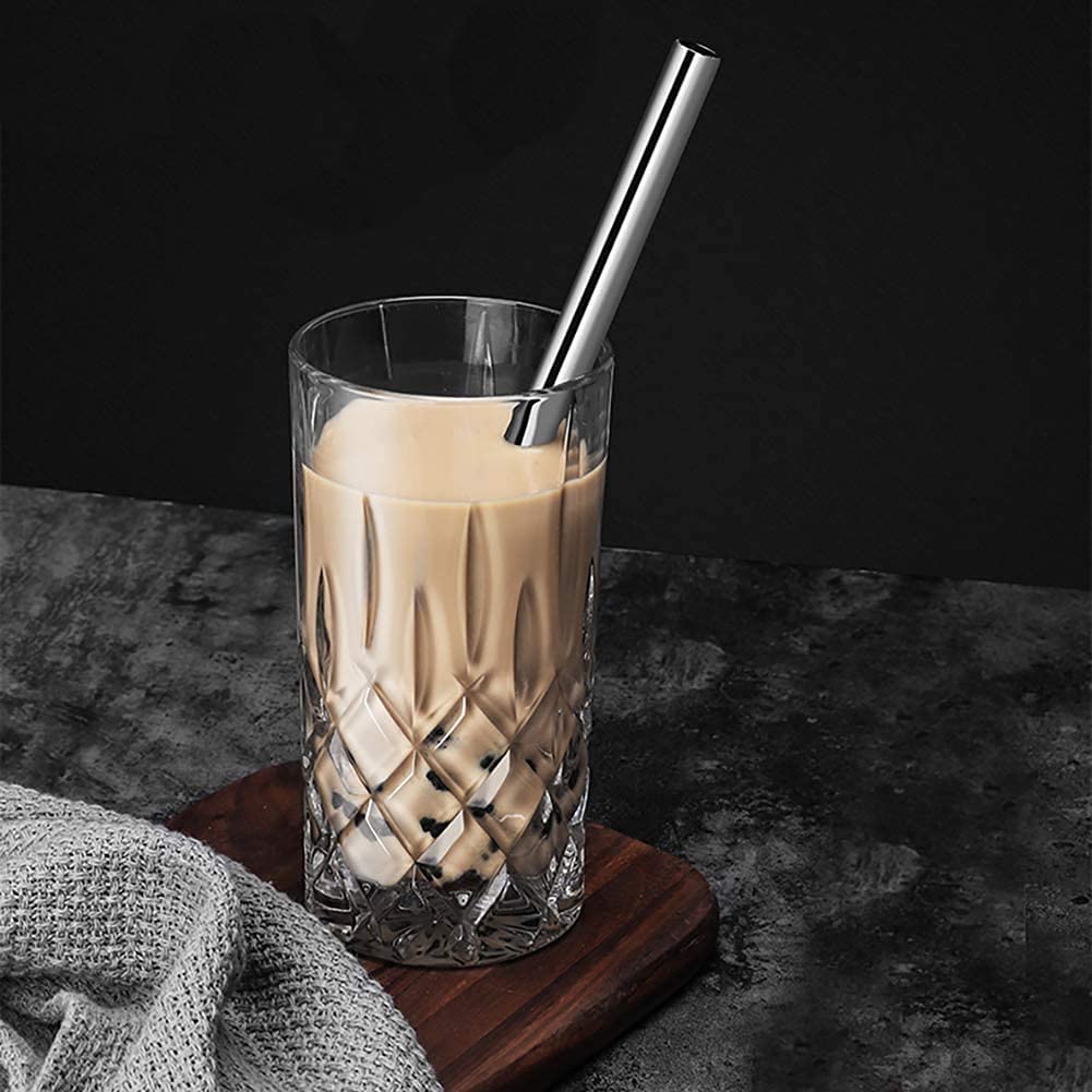 ALINK Reusable Metal Boba Straws - 2 Pack with Brushes & Case for Bubble Tea & Smoothies