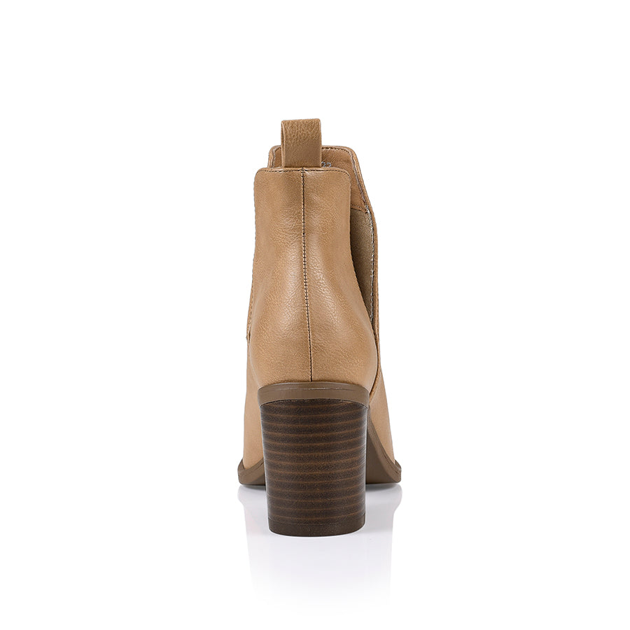 Santana Cut Out Ankle Boots for Women - Comfortable Caramel Softee Leather Booties for Fall & Winter - Perfect for Office, Dating & Casual Outfits